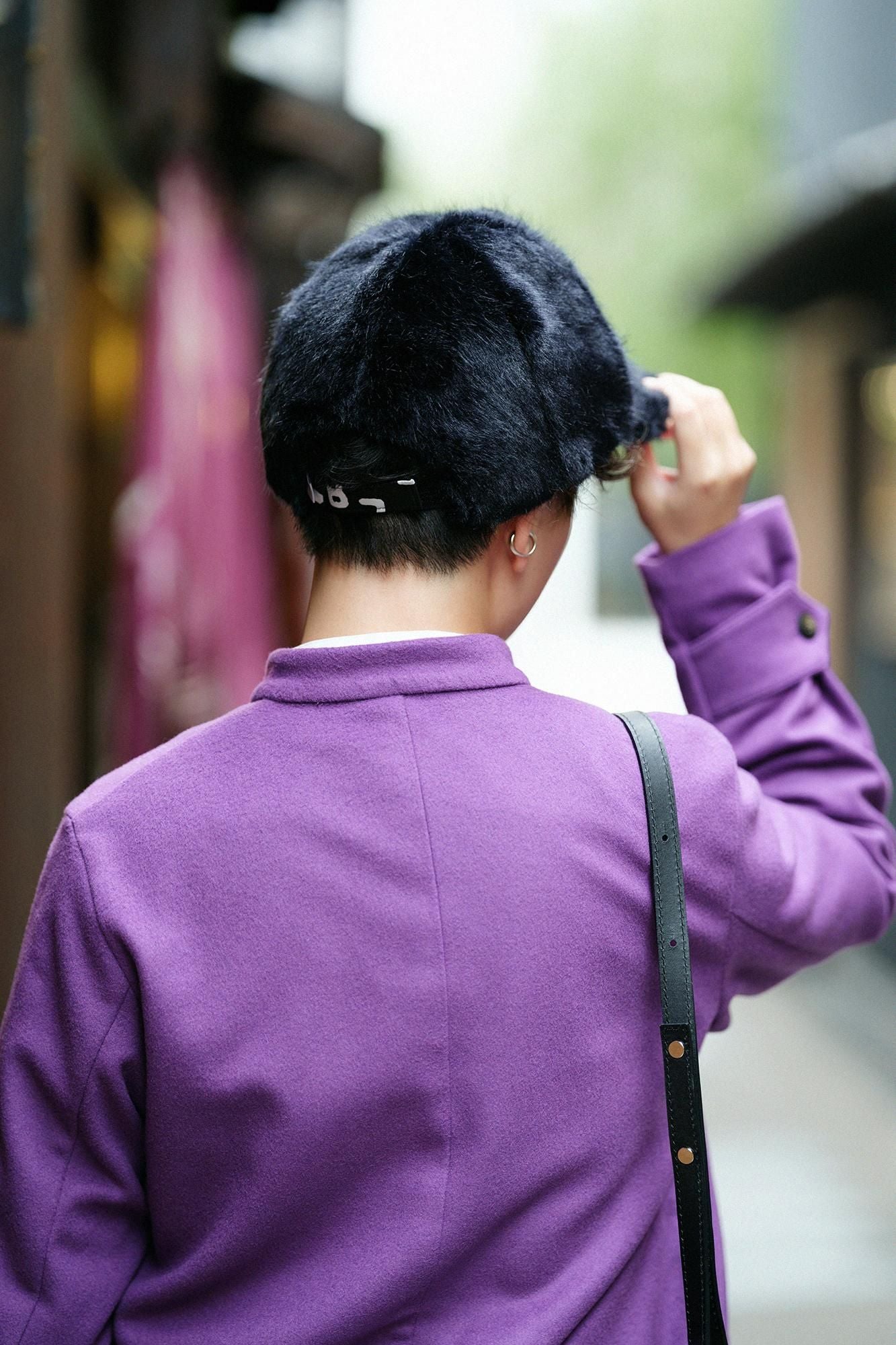 フェイクファー キャップ/黒紺(くろこん)×SO-SU-U昆(こん)