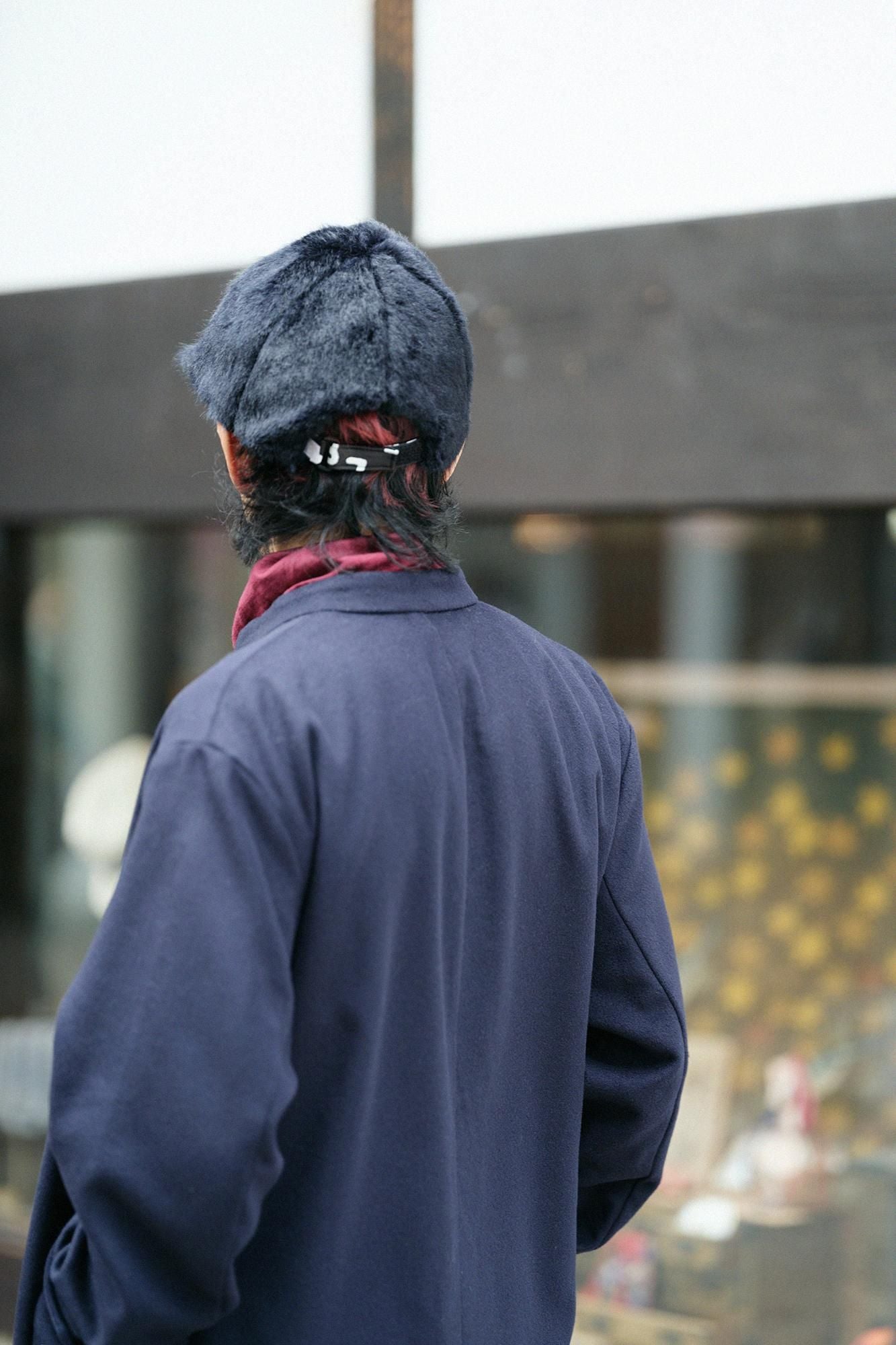 フェイクファー キャップ/黒紺(くろこん)×SO-SU-U昆(こん)