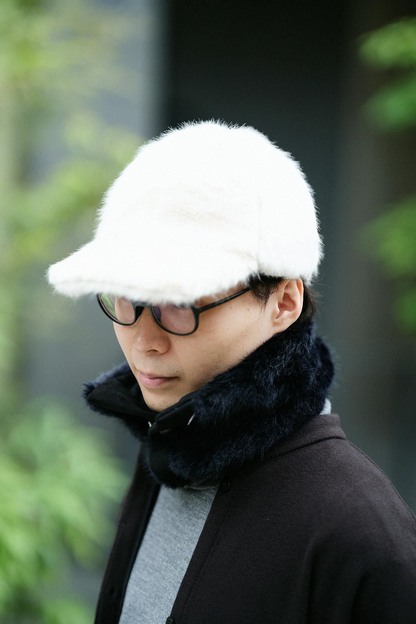 【預購】人造毛皮 鴨舌帽/本白×SO-SU-U十數 昆(※預計於12月9日左右發貨)