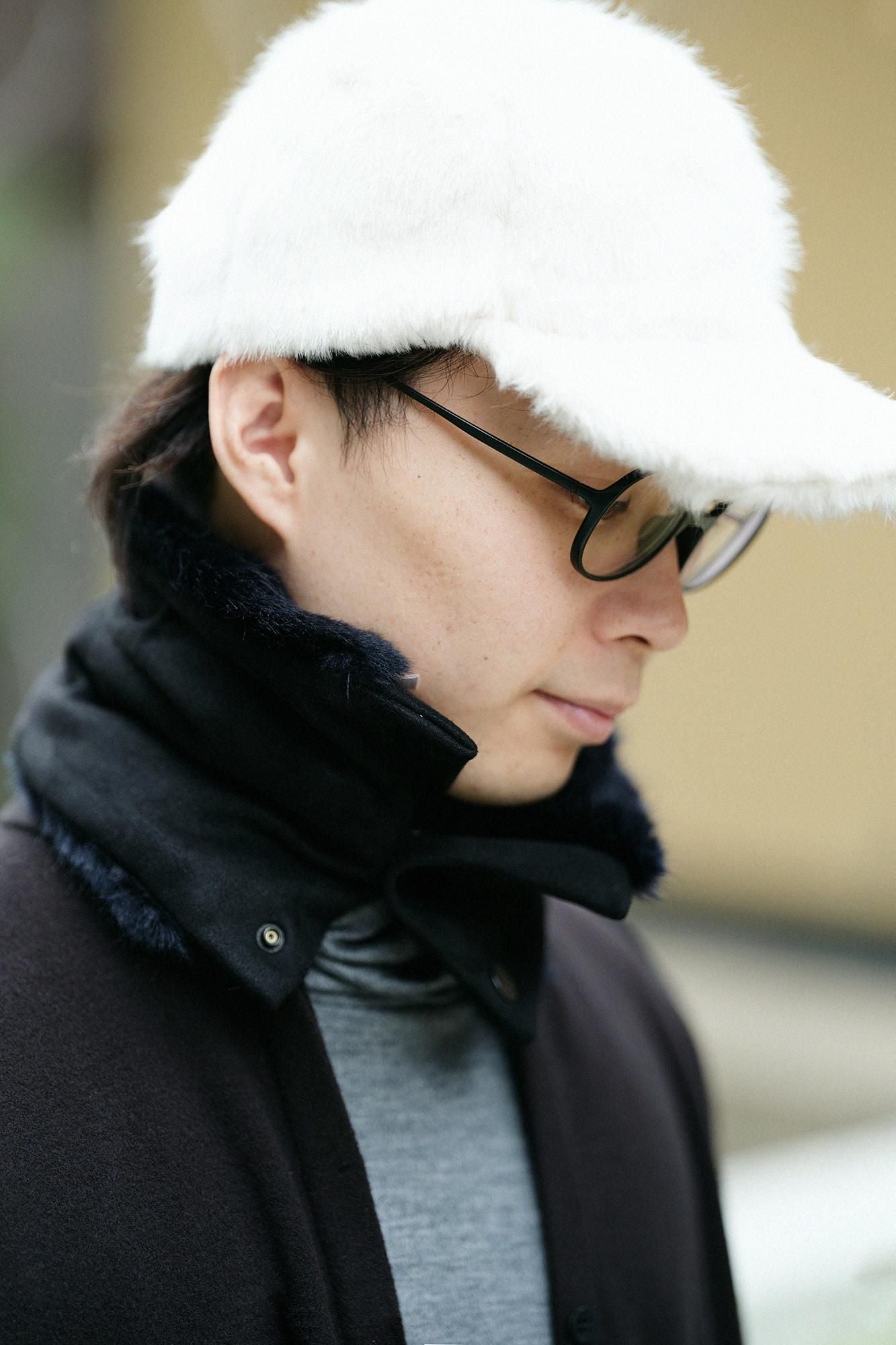 【預購】人造毛皮 鴨舌帽/本白×SO-SU-U十數 昆(※預計於12月9日左右發貨)