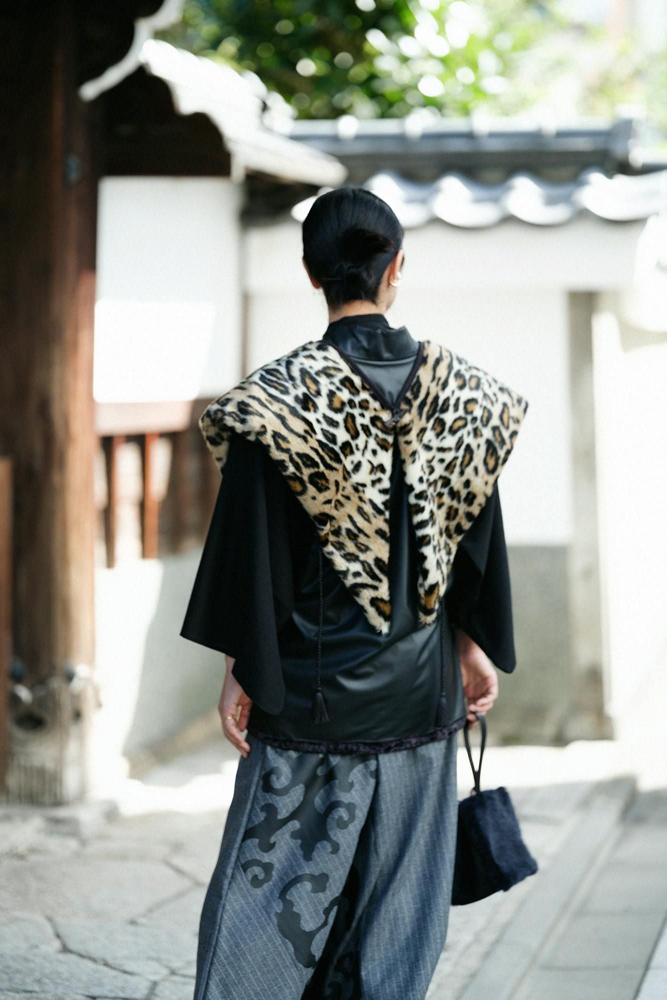 毛皮 短尺背心/豹紋