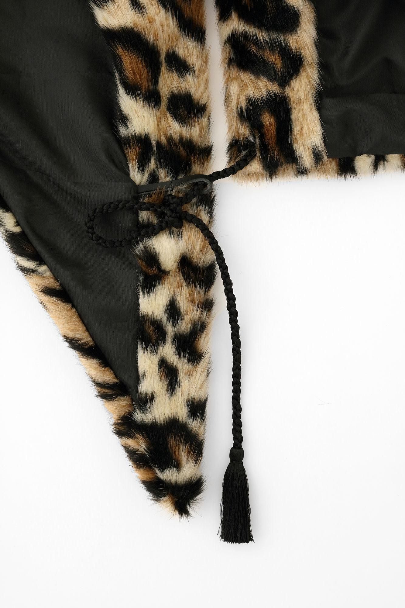 毛皮 短尺背心/豹紋