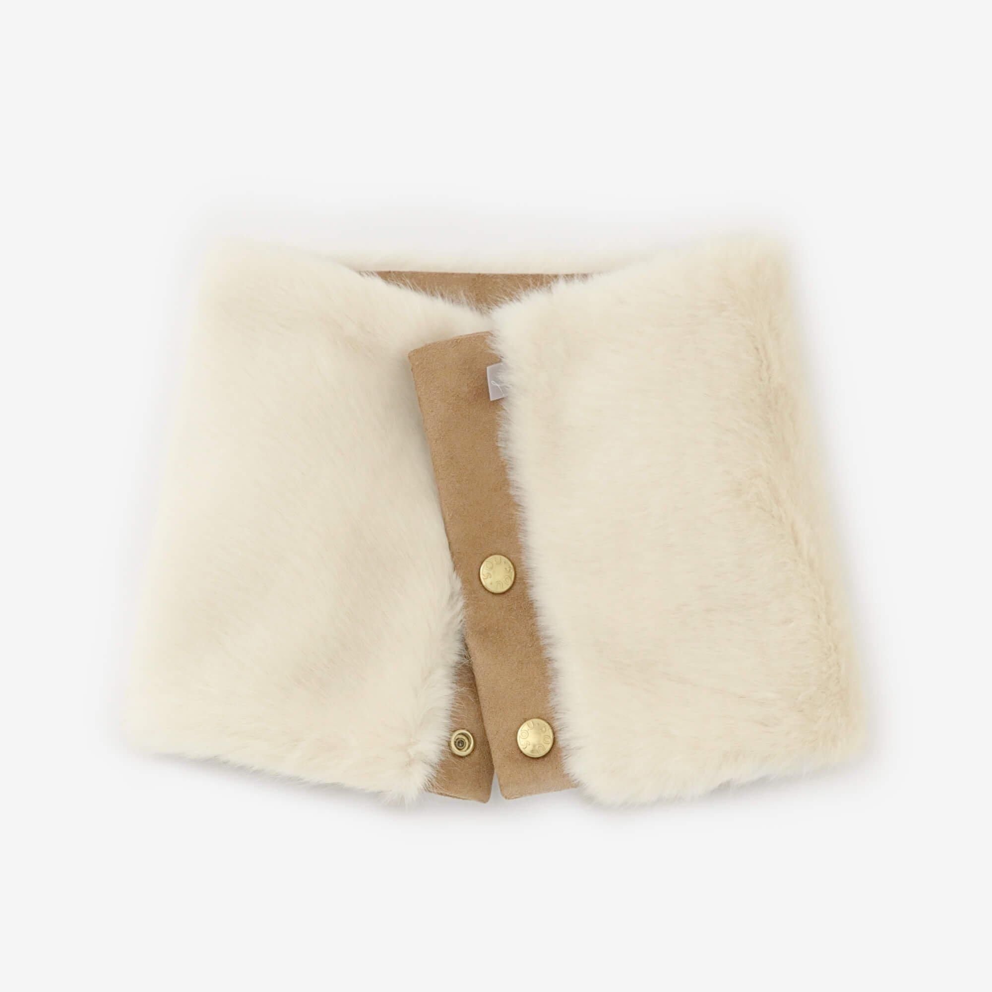 【預購】人造毛皮 雙面用短圍巾/焦糖色×本白(※預計於12月9日左右發貨)