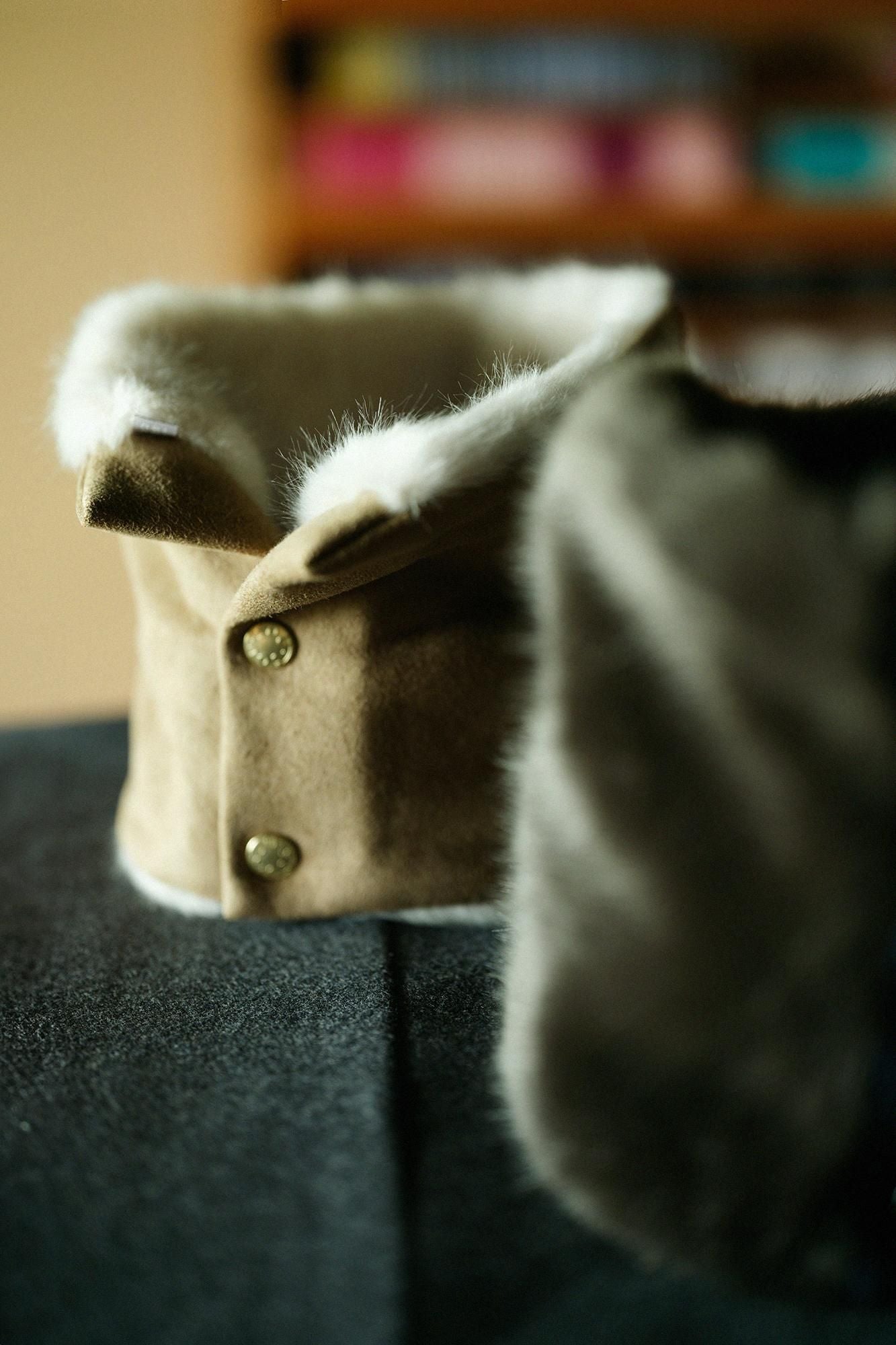 【預購】人造毛皮 雙面用短圍巾/焦糖色×本白(※預計於12月9日左右發貨)