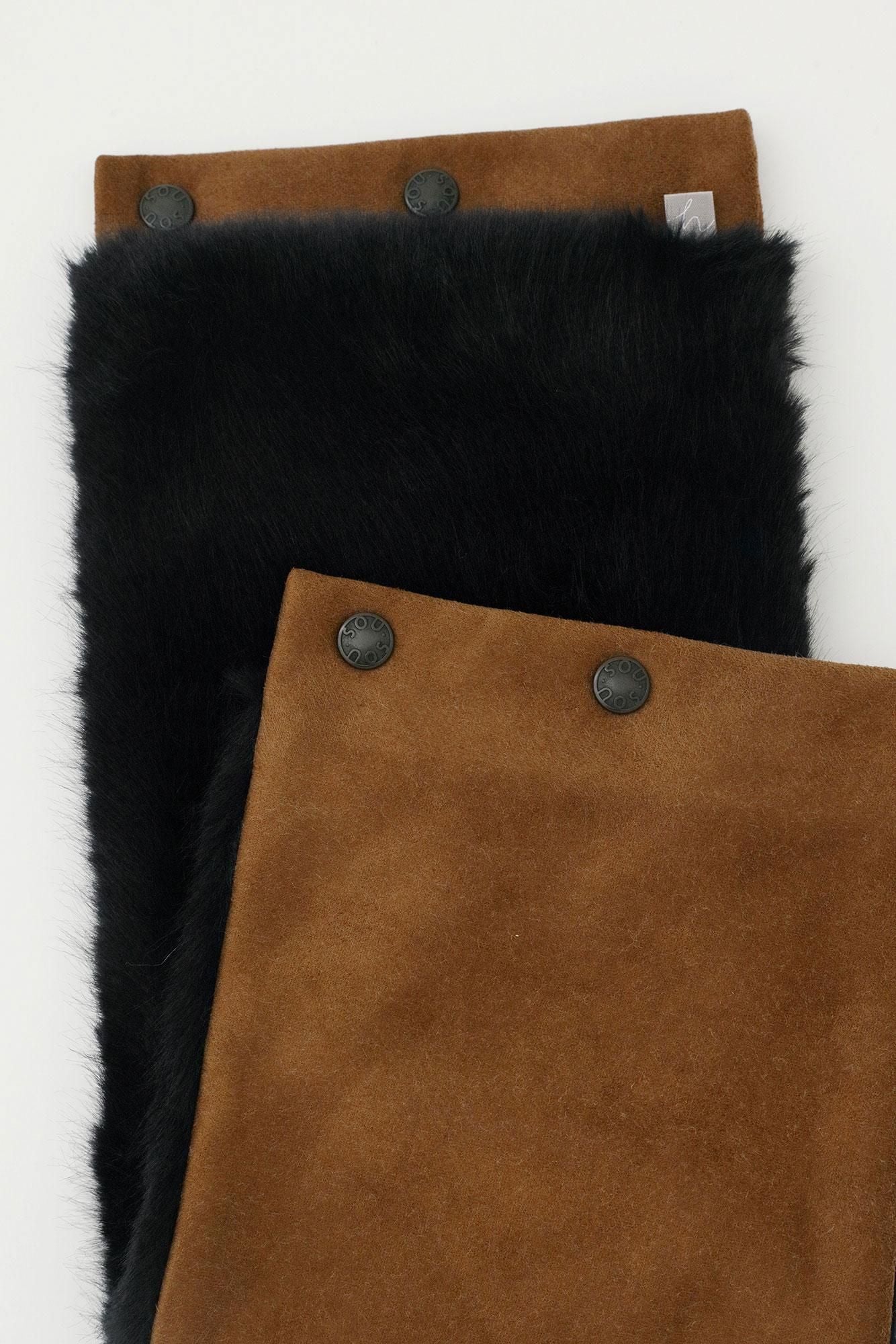 【預購】人造毛皮 雙面用短圍巾/柿茶色×黑藍色(※預計於12月9日左右發貨)