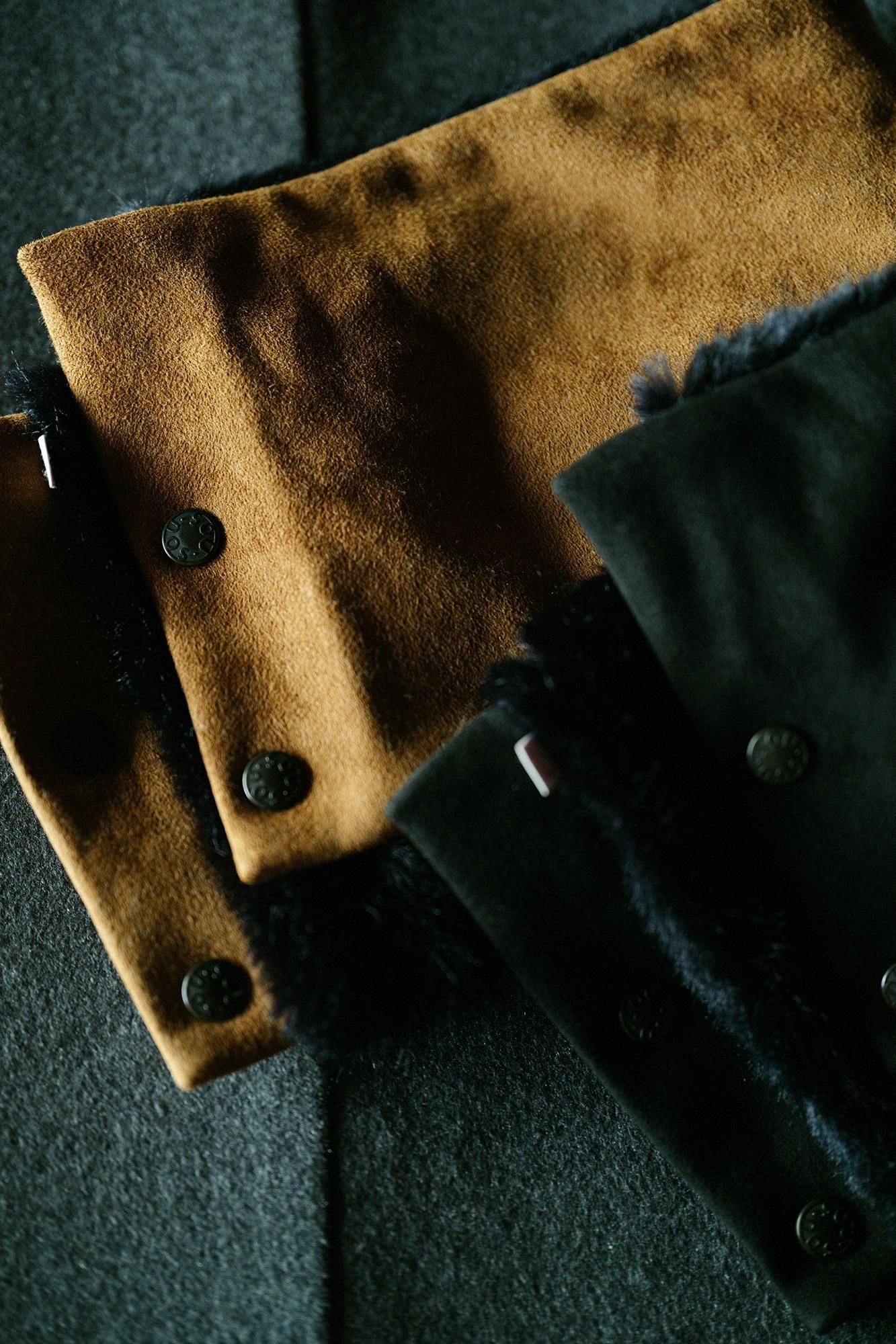 【預購】人造毛皮 雙面用短圍巾/柿茶色×黑藍色(※預計於12月9日左右發貨)