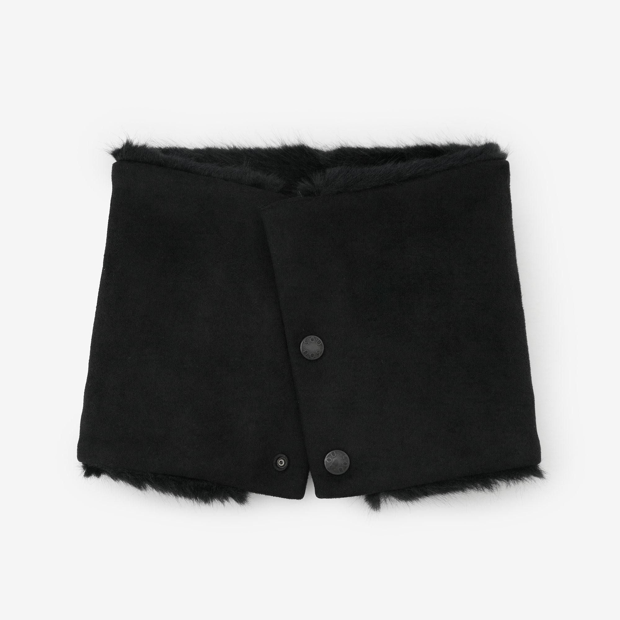 【預購】人造毛皮 雙面用短圍巾/黑色×黑藍色(※預計於12月9日左右發貨)