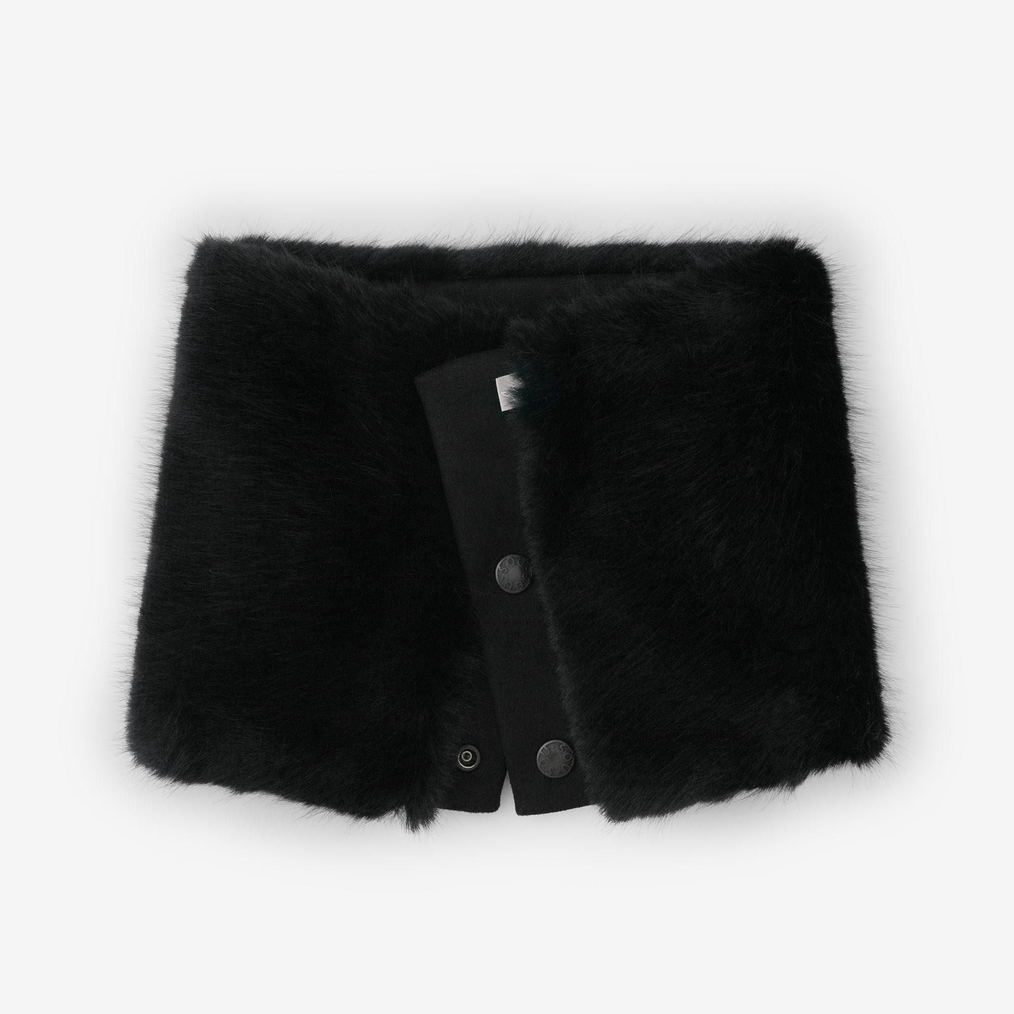 【預購】人造毛皮 雙面用短圍巾/黑色×黑藍色(※預計於12月9日左右發貨)