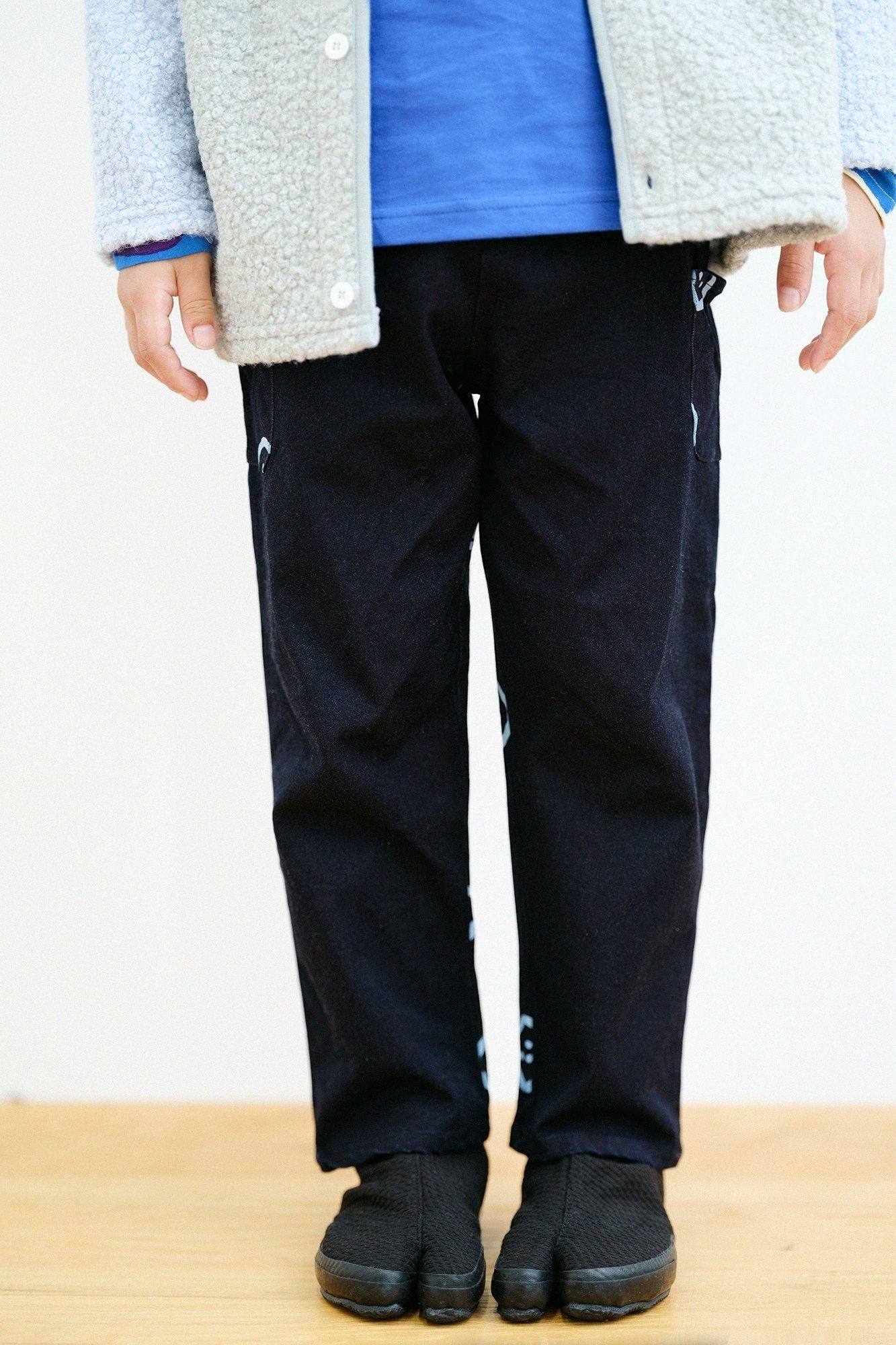 ●牛仔布 童裝長褲 三袋/靛藍染×大家一起玩吧