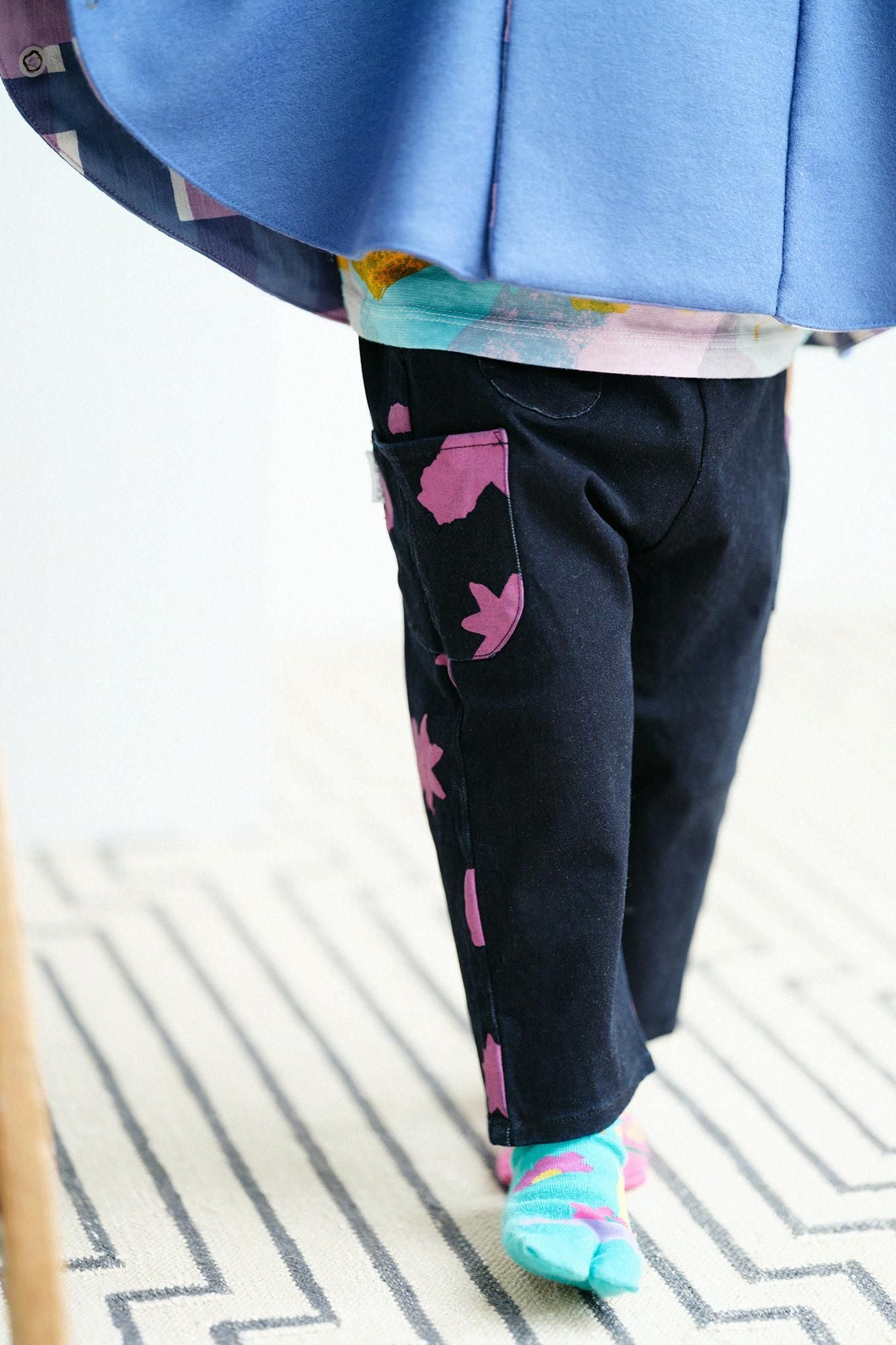 ● 데님 어린이몸뻬 Mitsuino/Indigo x Black Pachi