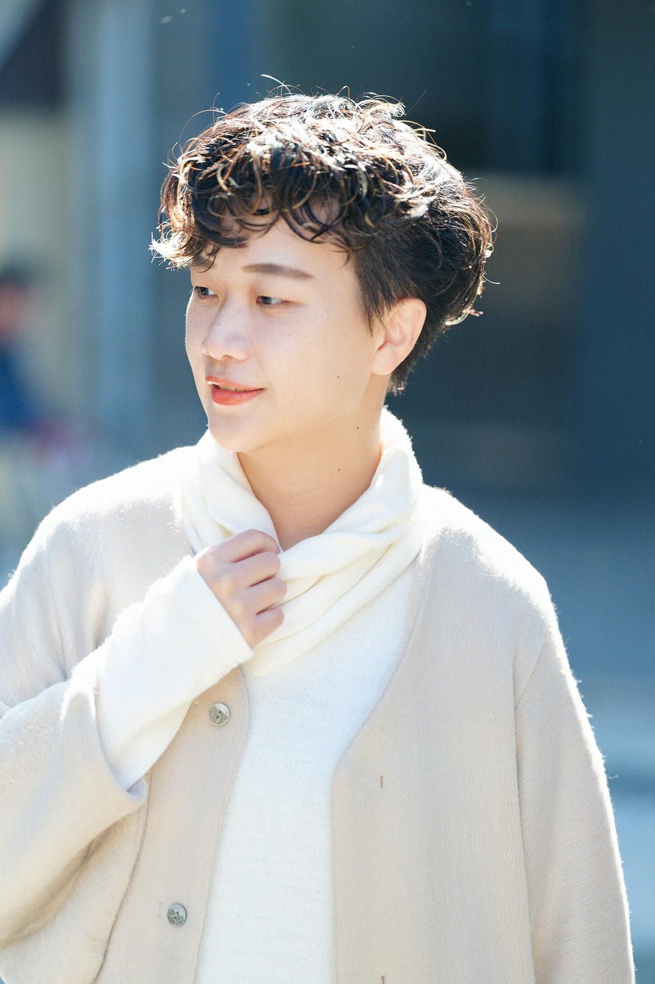 기모 소모 아미 에리마키지반/신선한 흰색 (키지로)