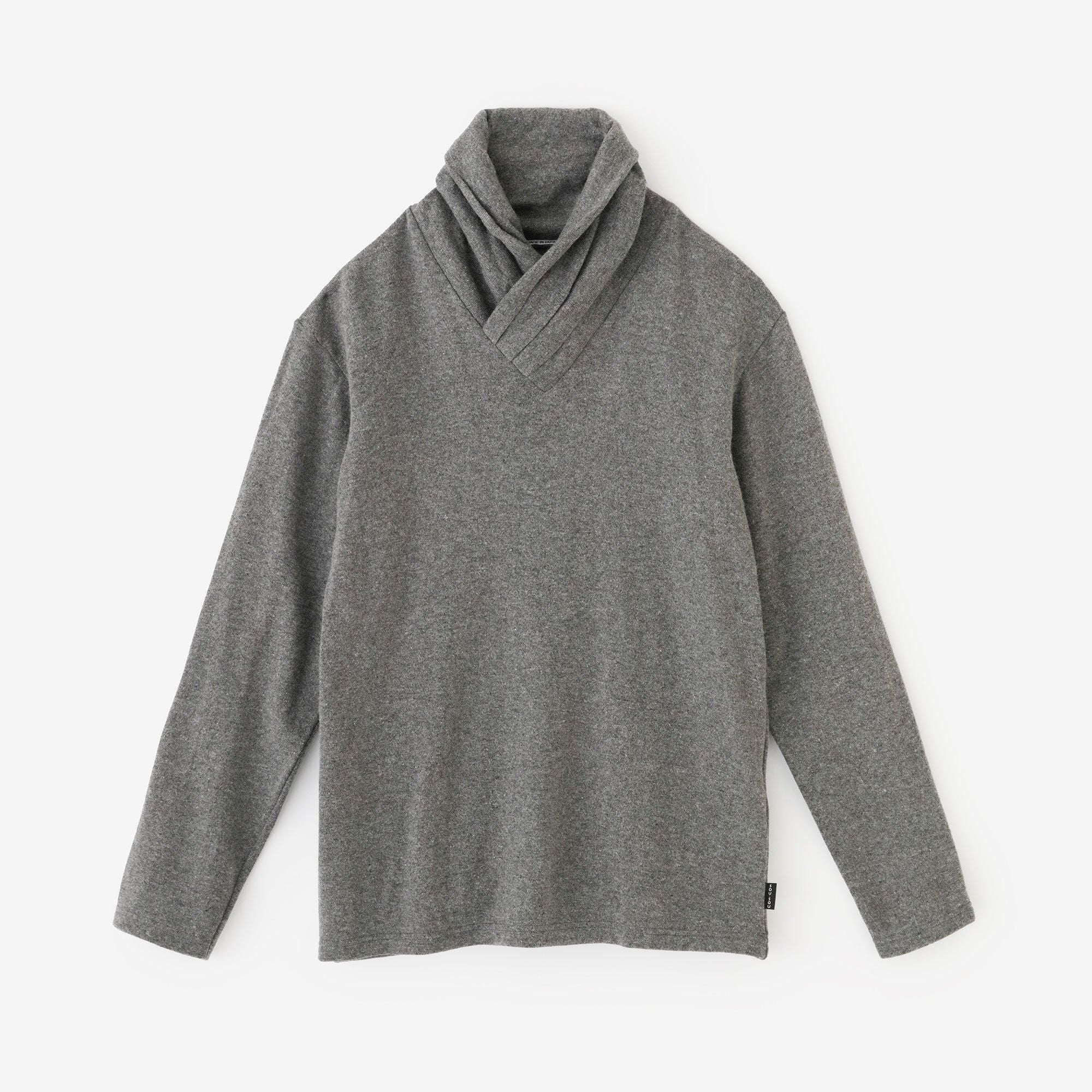 內起絨 梳毛針織 高領上衣/深灰色