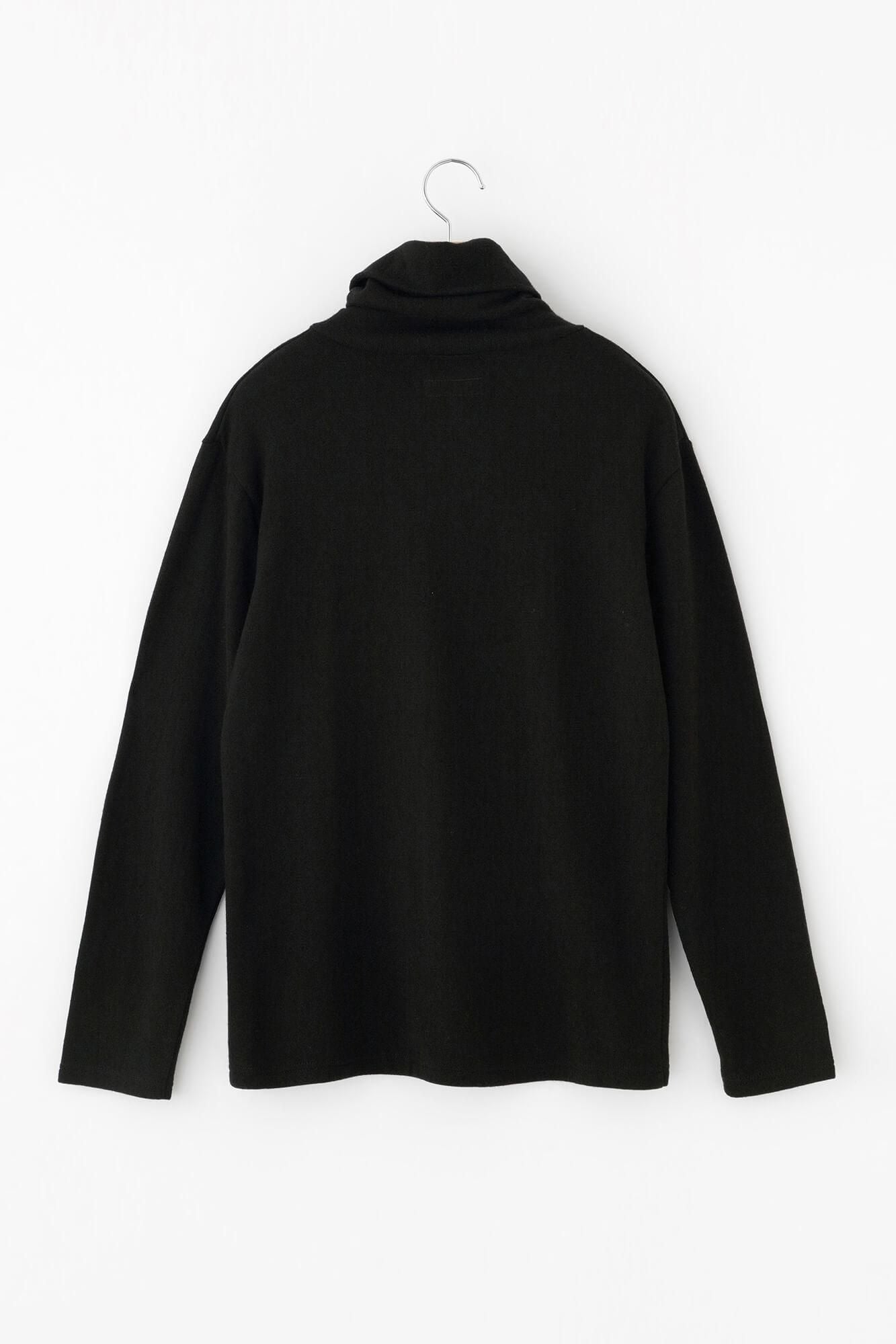 內起絨 梳毛針織 高領上衣/黑色