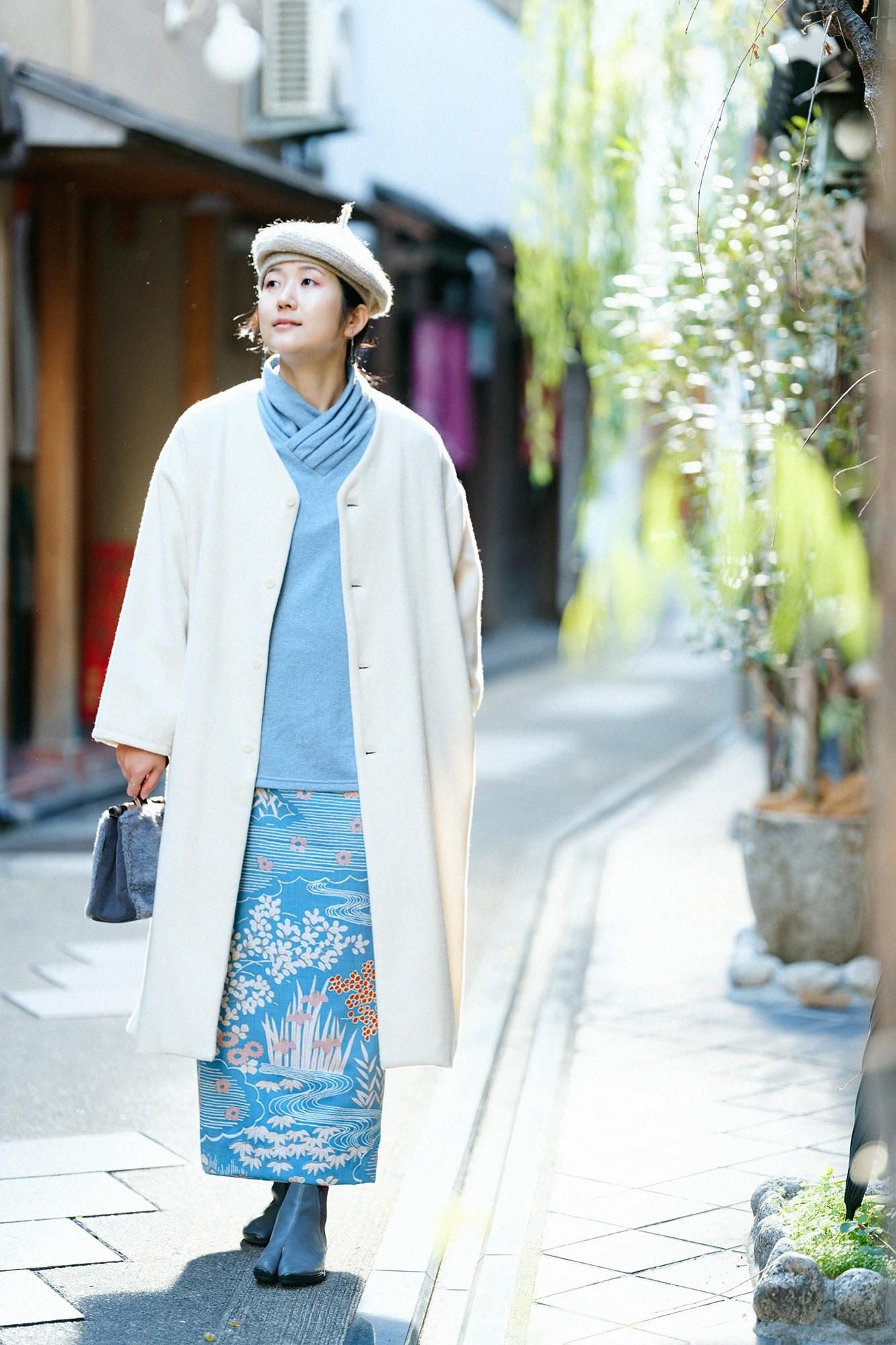 內起絨 梳毛針織 高領上衣/紫灰色