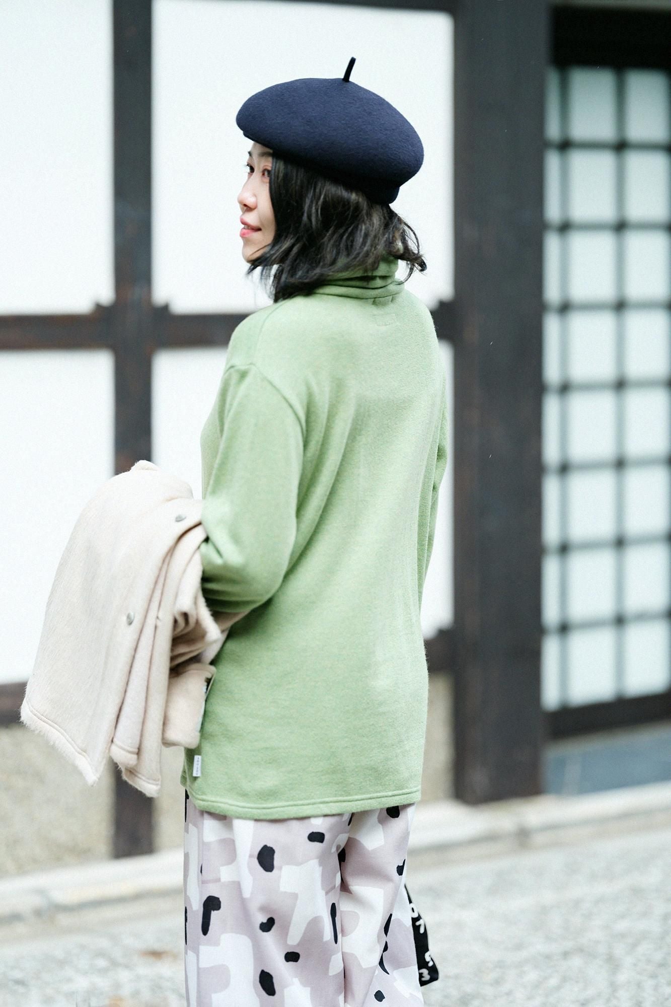 【预订】抓绒衬里精纺阿米颈带拉链/蓝棕褐色(*预计11月25日左右发货)