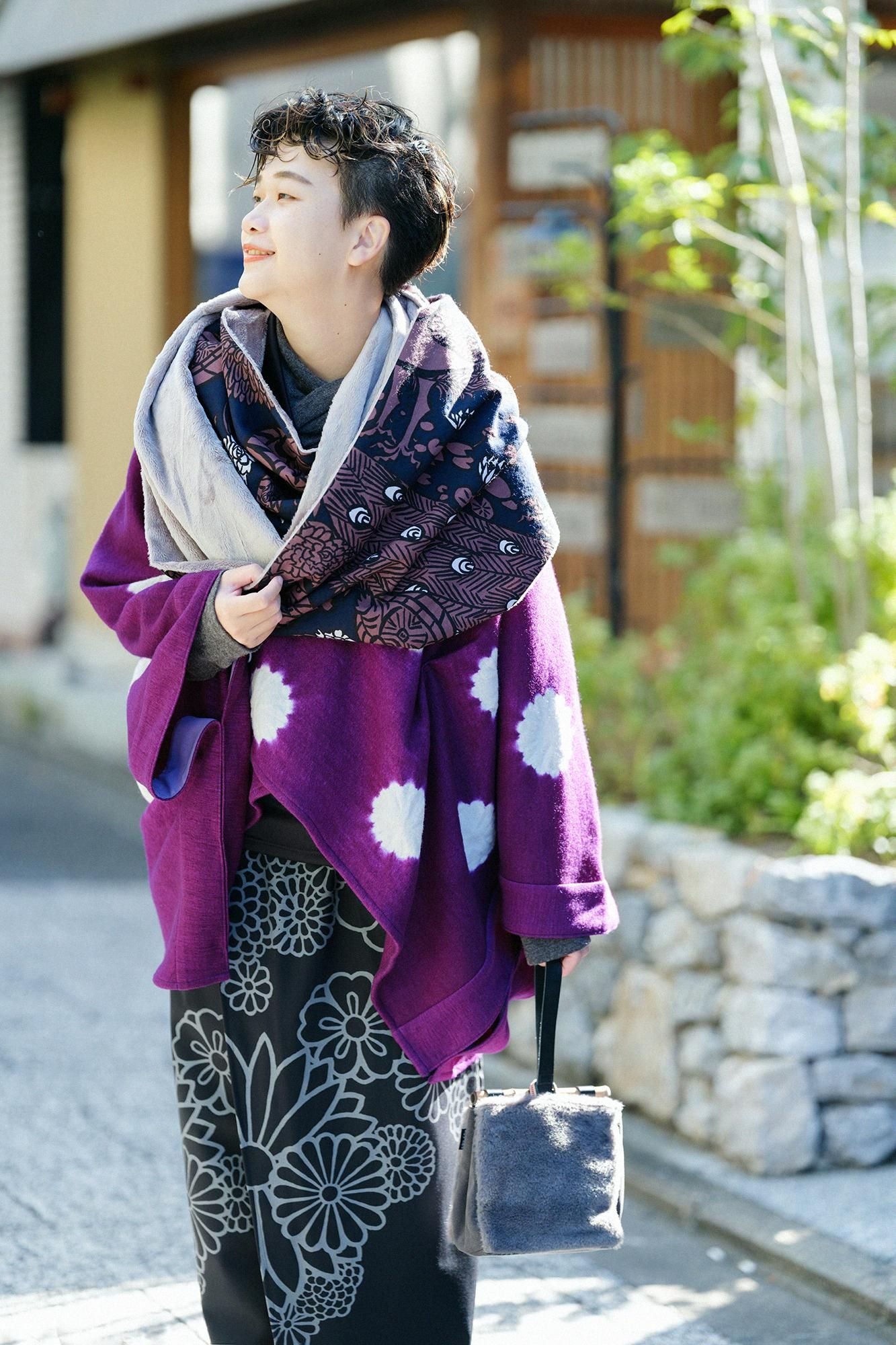 Muslin Wool Boa Infinity Scarf / Four Guardian Gods Brown