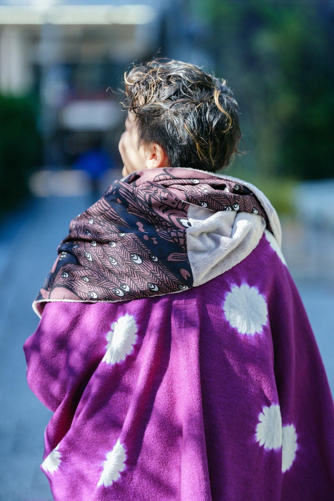 Muslin Wool Boa Infinity Scarf / Four Guardian Gods Brown