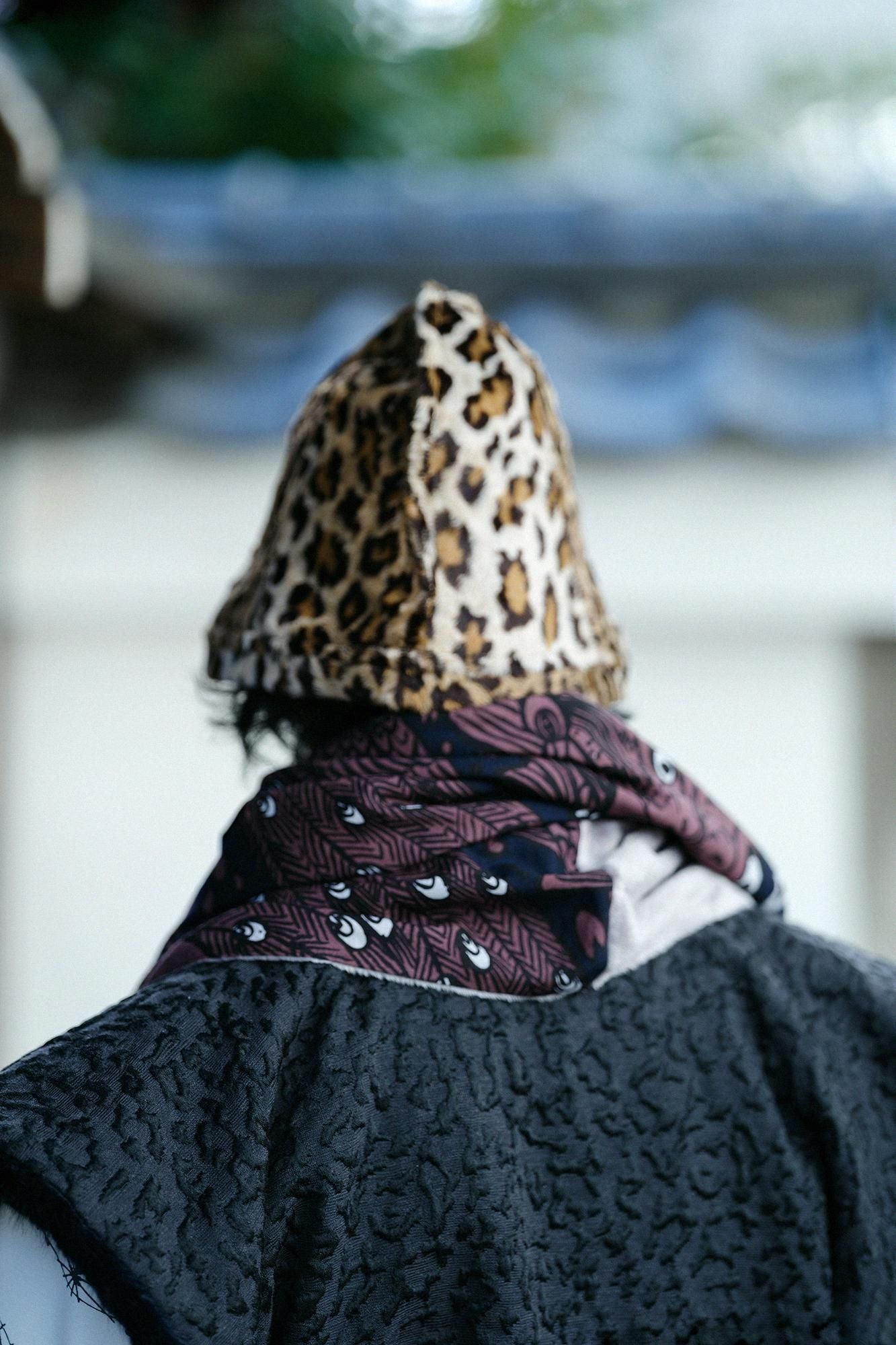 Muslin Wool Boa Infinity Scarf / Four Guardian Gods Brown