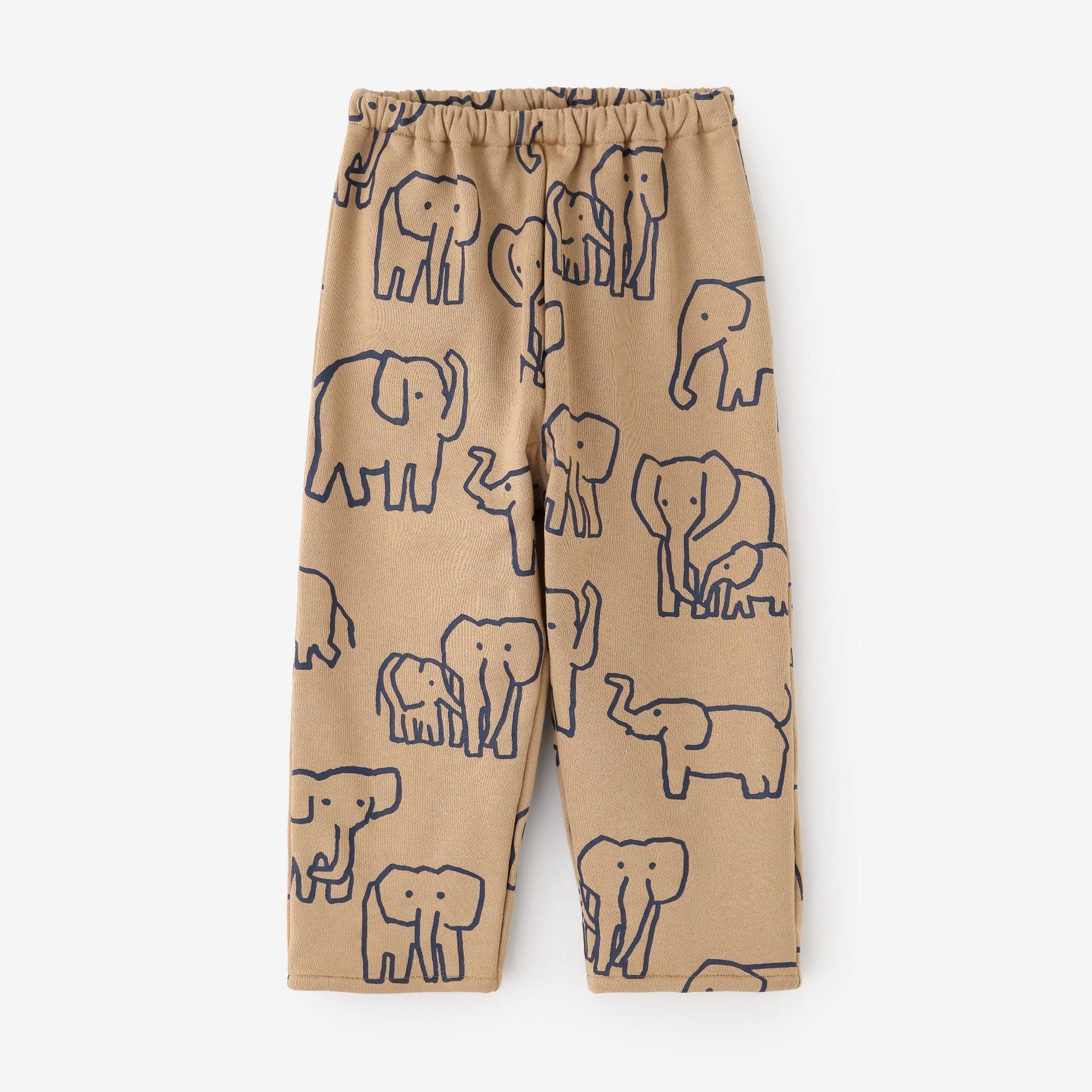 Fleece Lining Monpe Pants for Kids / elephant Brown