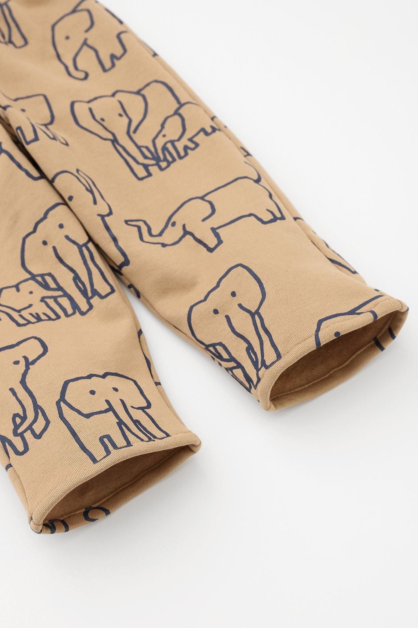 Fleece Lining Monpe Pants for Kids / elephant Brown