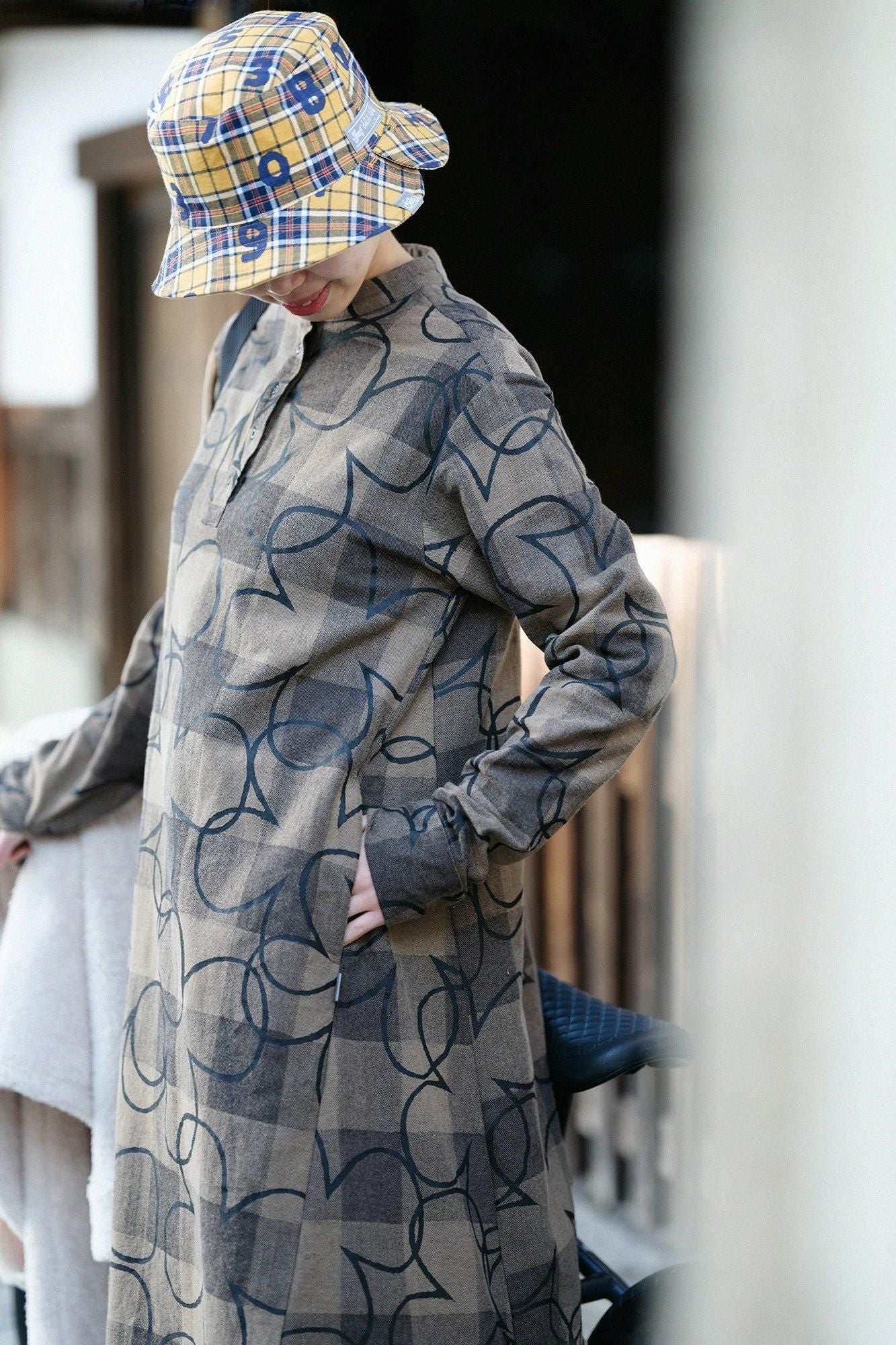 BroTsunineCheck BIKE One-piece Dress/Happiness Brown Check