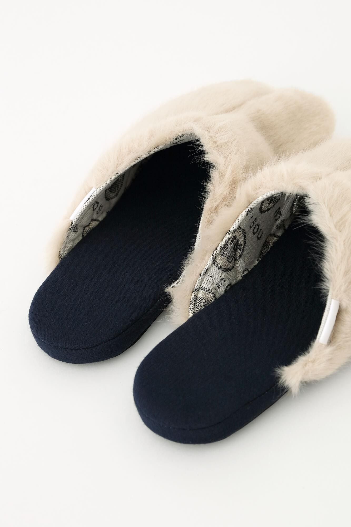 人造毛皮,薄形,拖鞋,塔布袜/裸色(shiroiro)