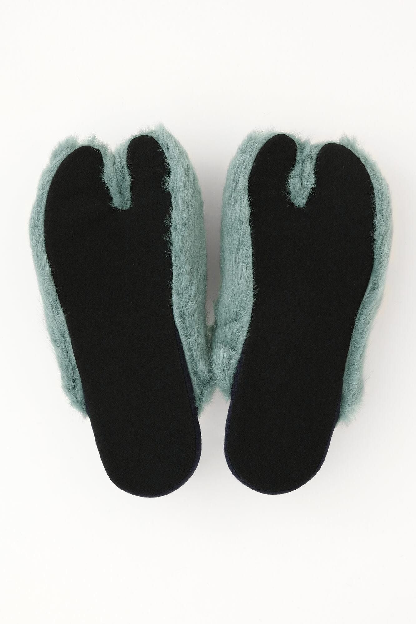 페이크 퍼 호소나리 슬리퍼 타비/연한 파랑색