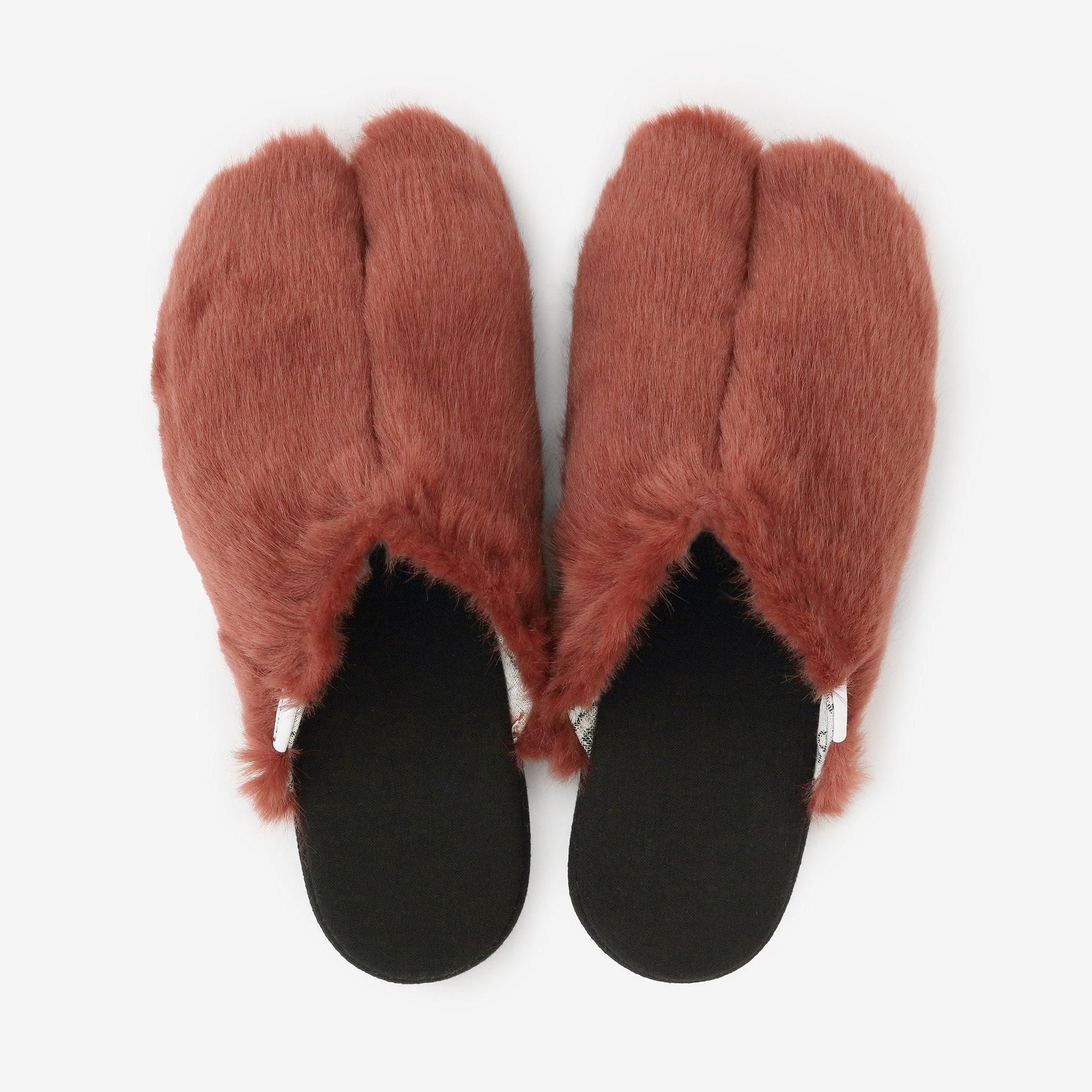 Faux Fur Slim Type Split Toe Slipper/Sparrow Brown