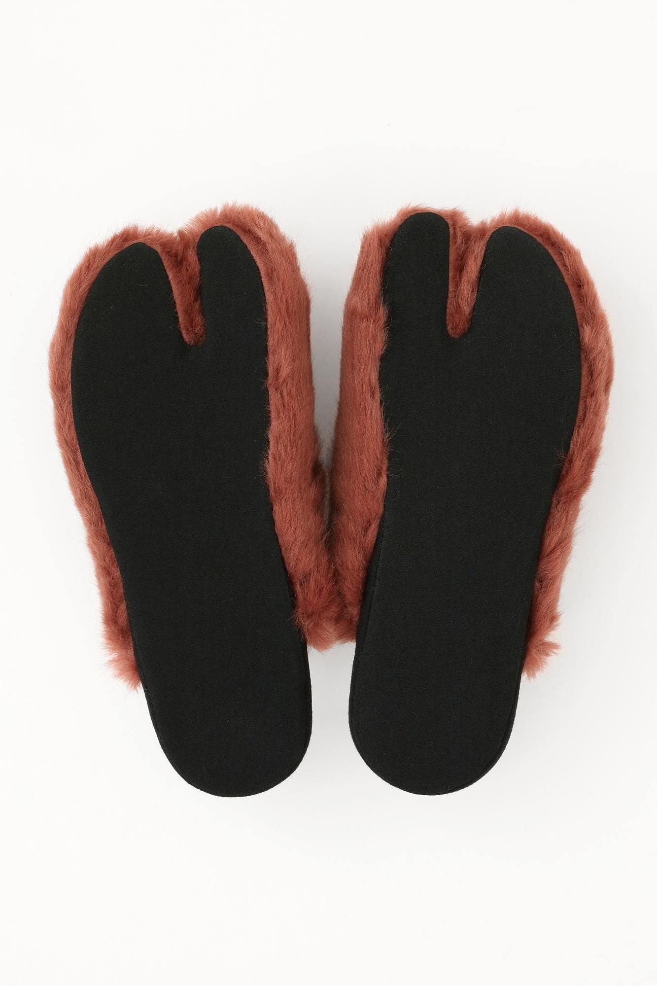 Faux Fur Slim Type Split Toe Slipper/Sparrow Brown