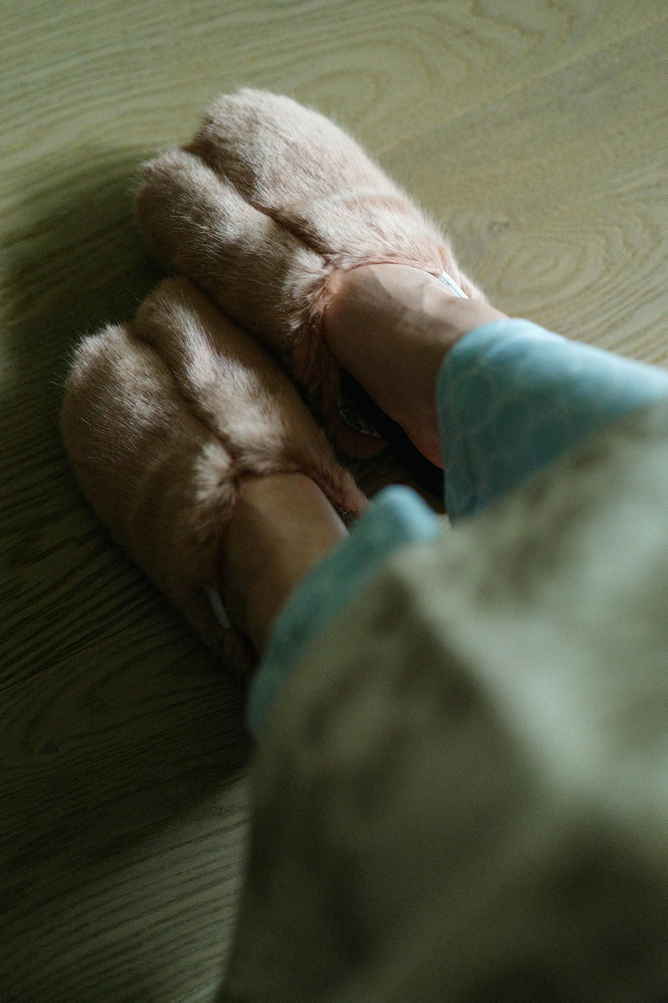 フェイクファー 細形 スリッパ足袋/灰梅(はいうめ)