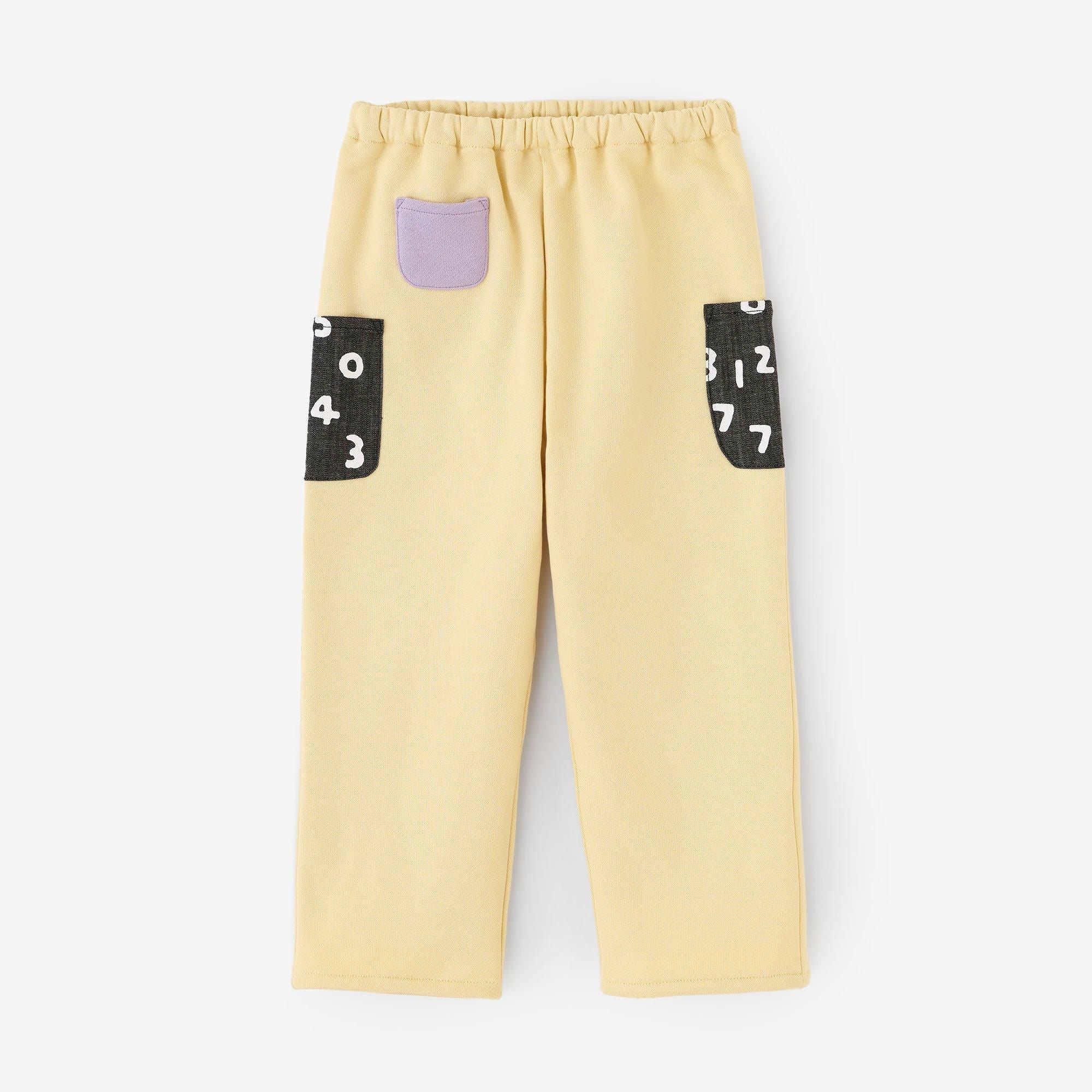 內起絨童裝長褲三袋● /淺黃色