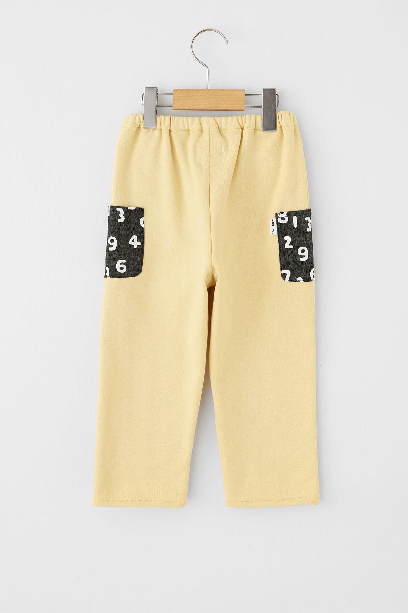 內起絨童裝長褲三袋● /淺黃色