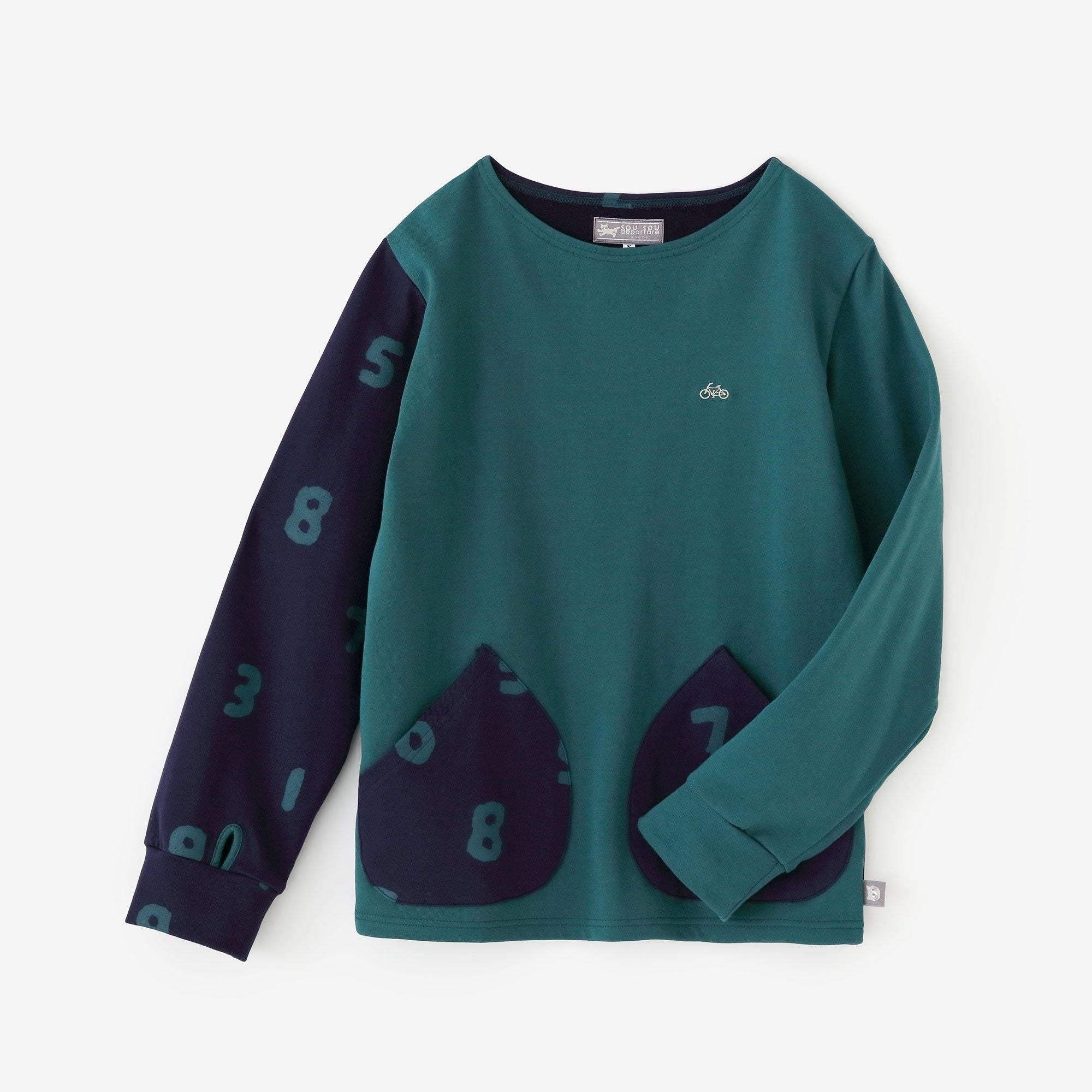Fleece Boat Neck Sweat Shirt/Viridian Green×SO-SU-U