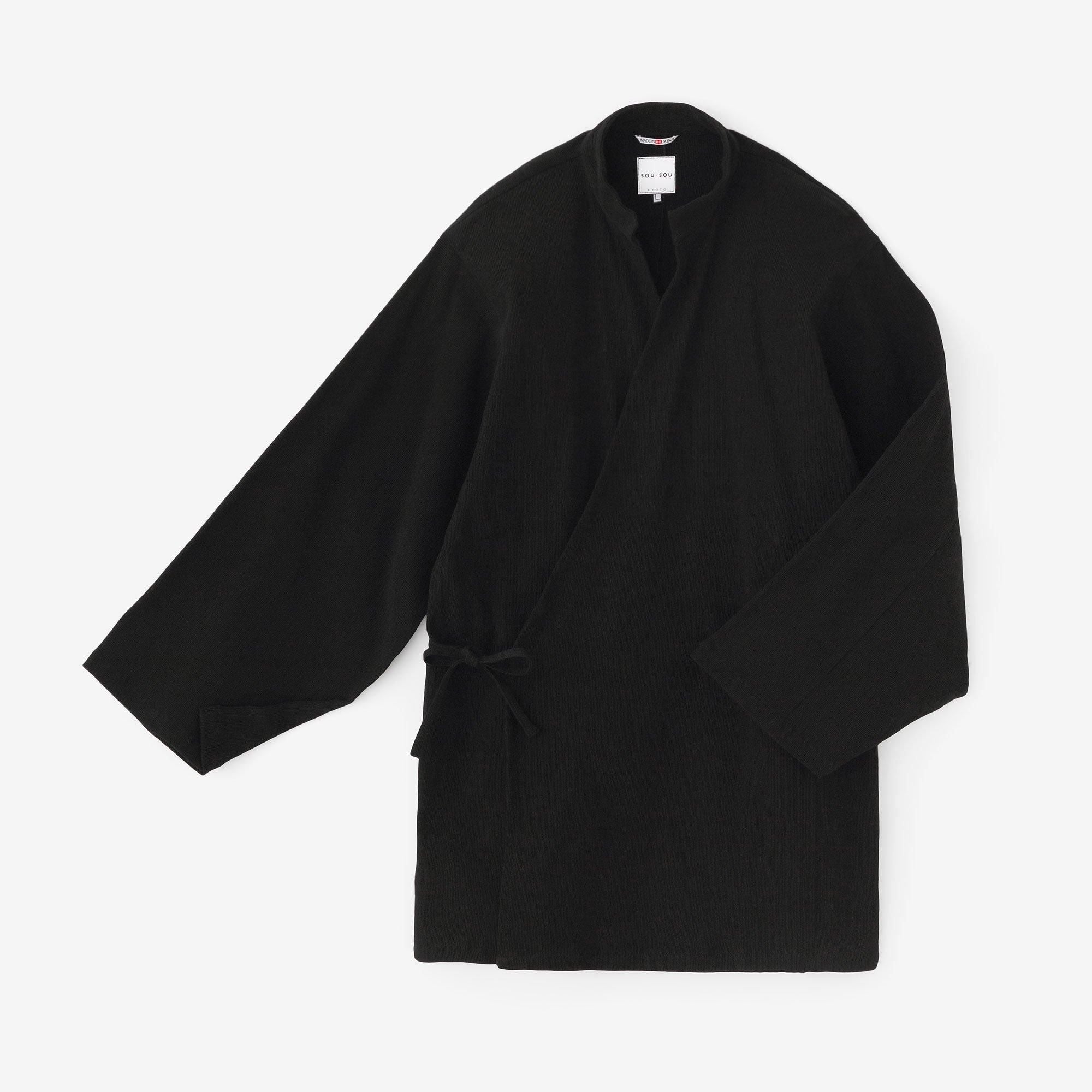 Chizimi Cotton 20/10 Emboss Processed Samue Worker Jacket / Black