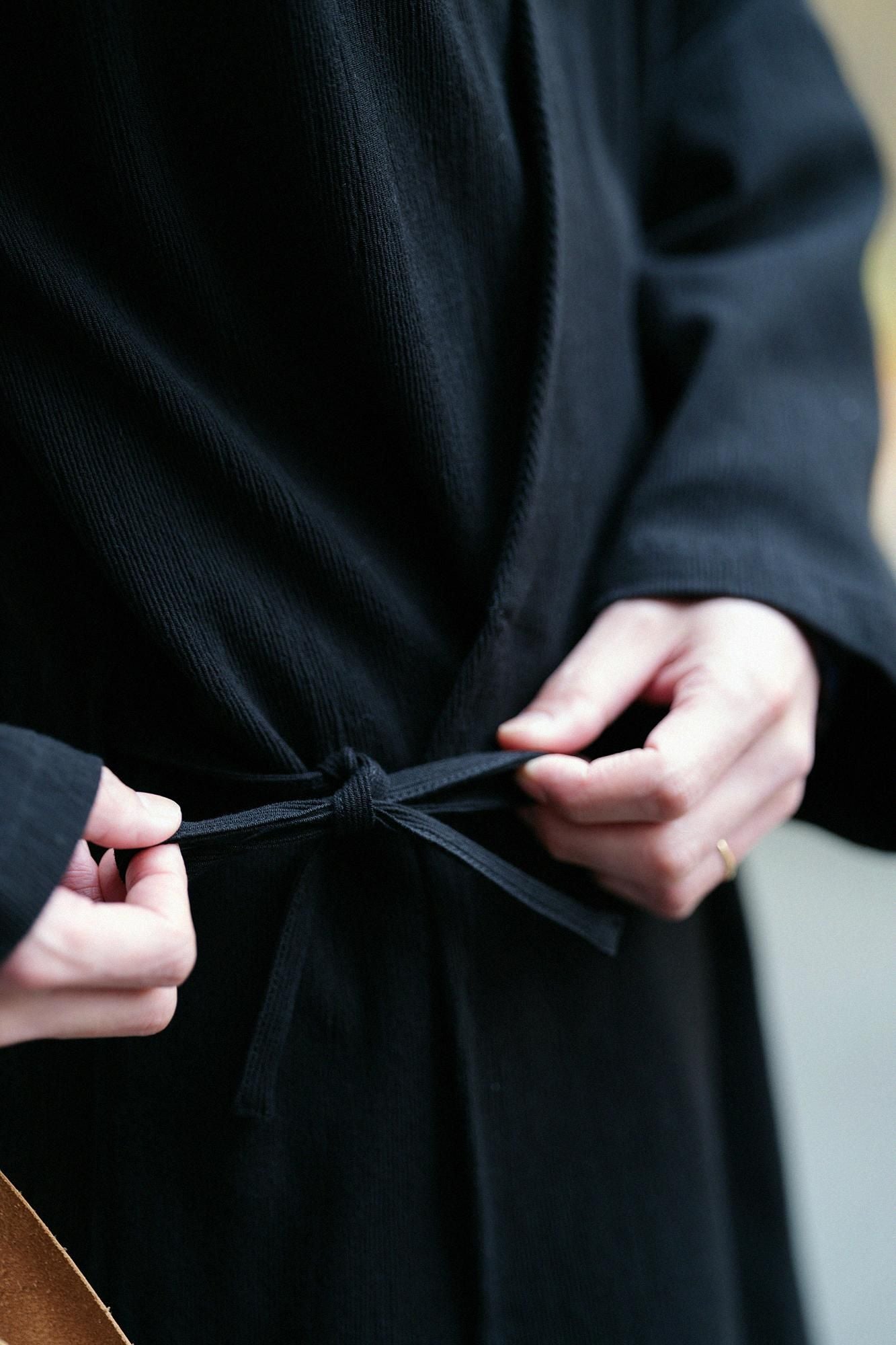 Chizimi Cotton 20/10 Emboss Processed Samue Worker Jacket / Black