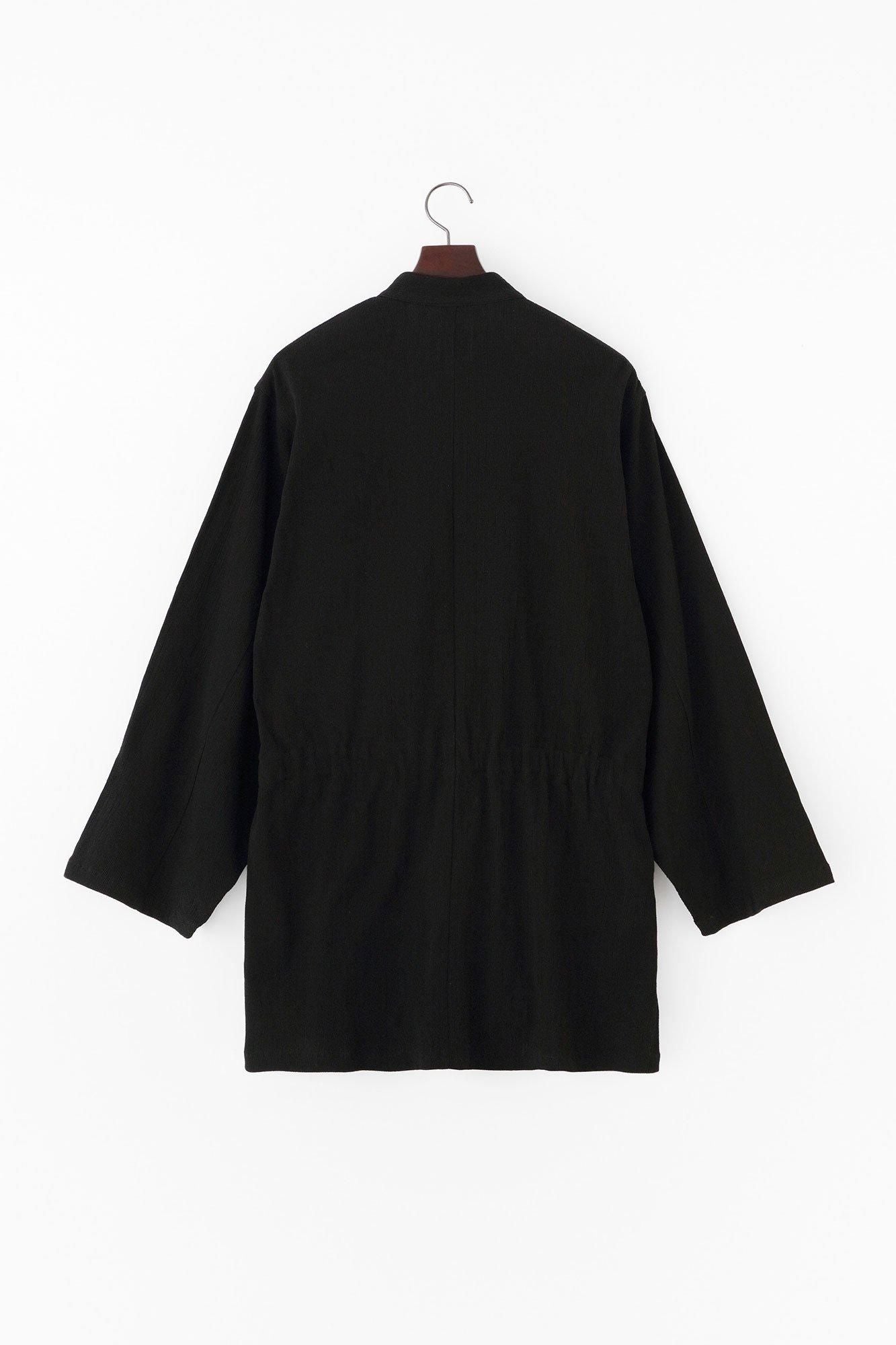 Chizimi Cotton 20/10 Emboss Processed Samue Worker Jacket / Black