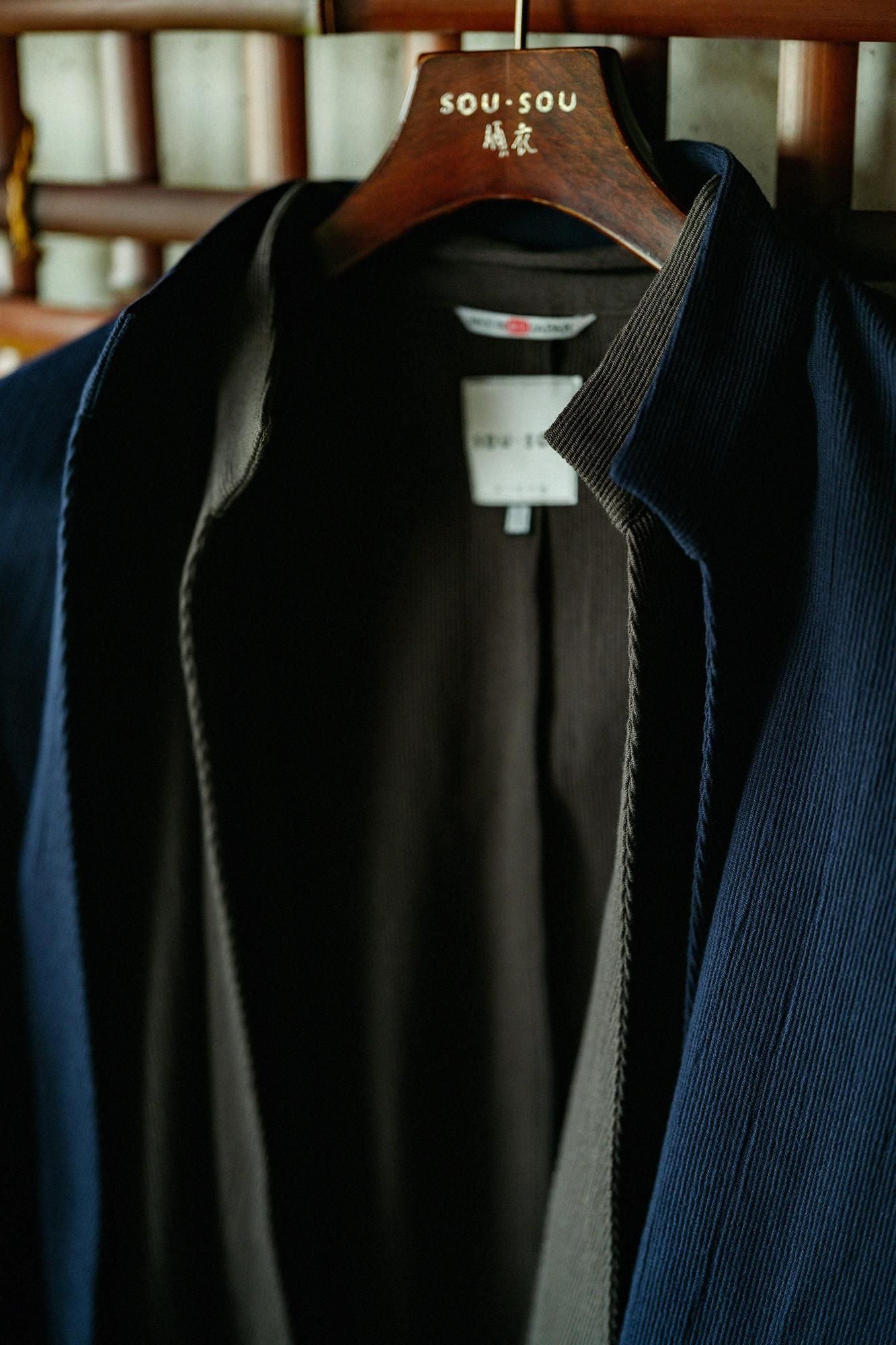 Chizimi Cotton 20/10 Emboss Processed Samue Worker Jacket / Dark Blue