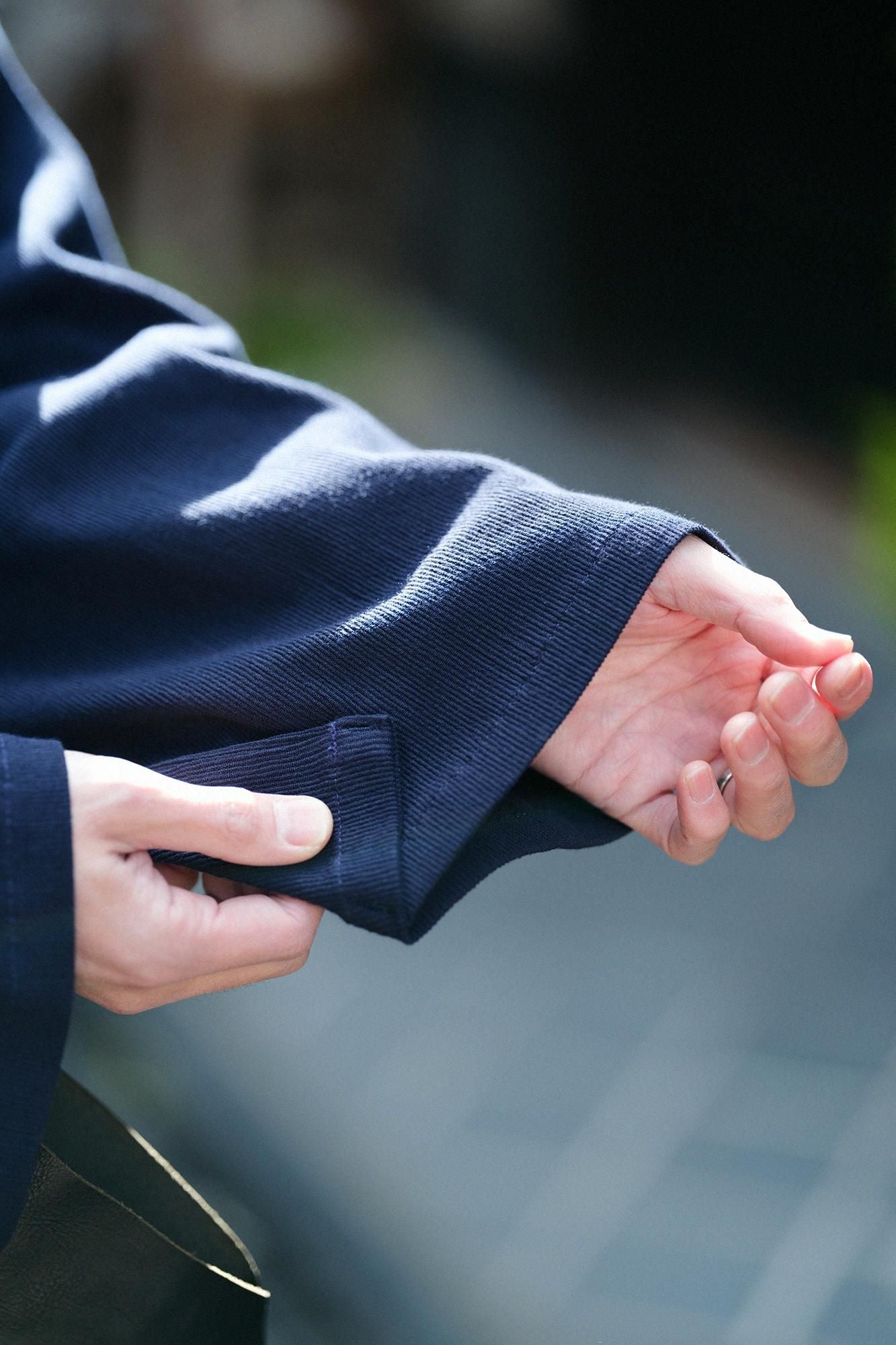 Chizimi Cotton 20/10 Emboss Processed Samue Worker Jacket / Dark Blue