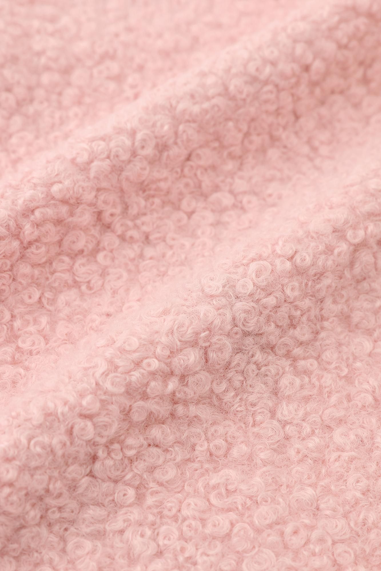 ●仿毛梯形袖連帽外套/桃色x 梅林春光