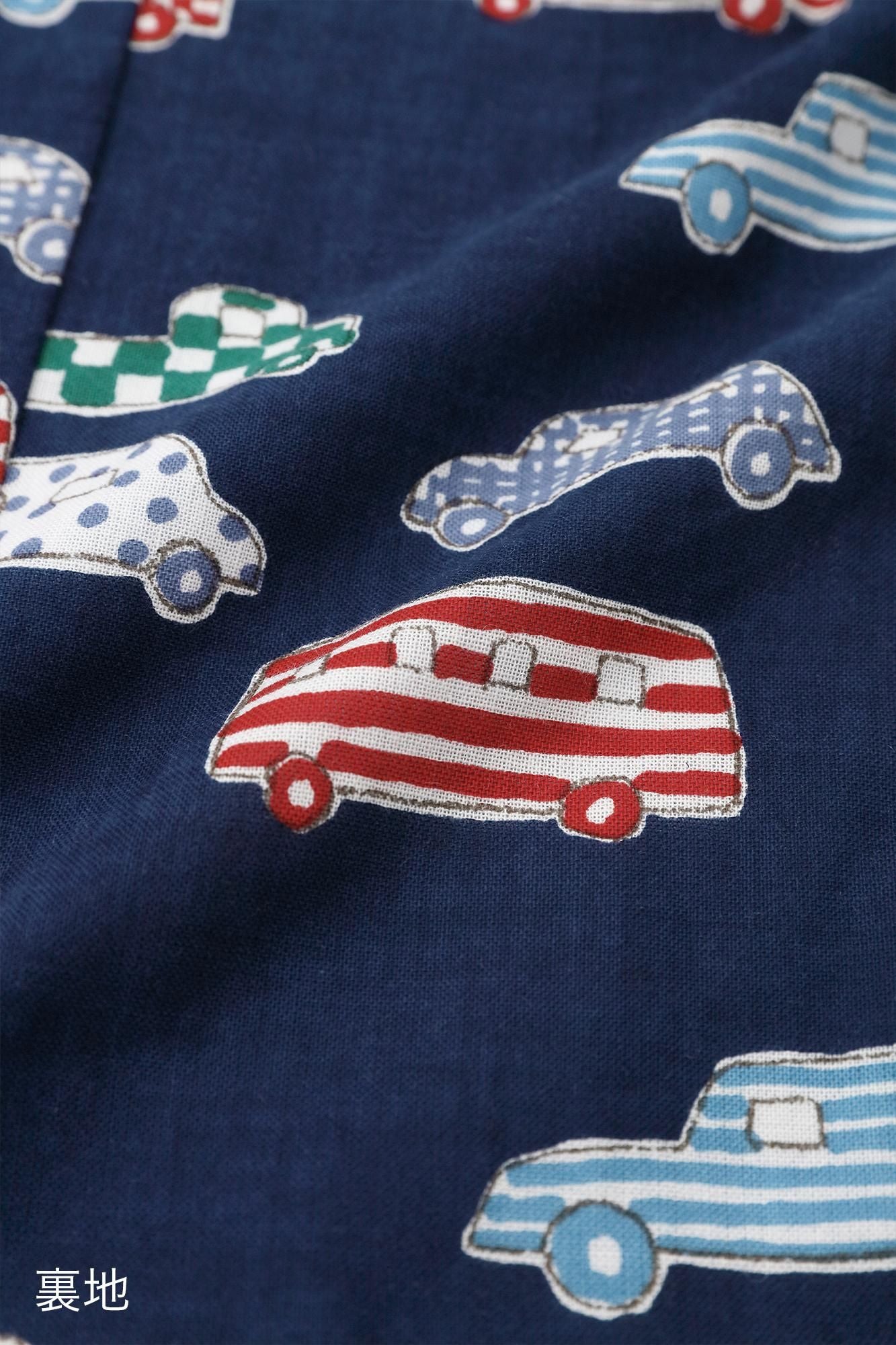 ●仿毛梯形袖連帽外套/淡藍色x汽車