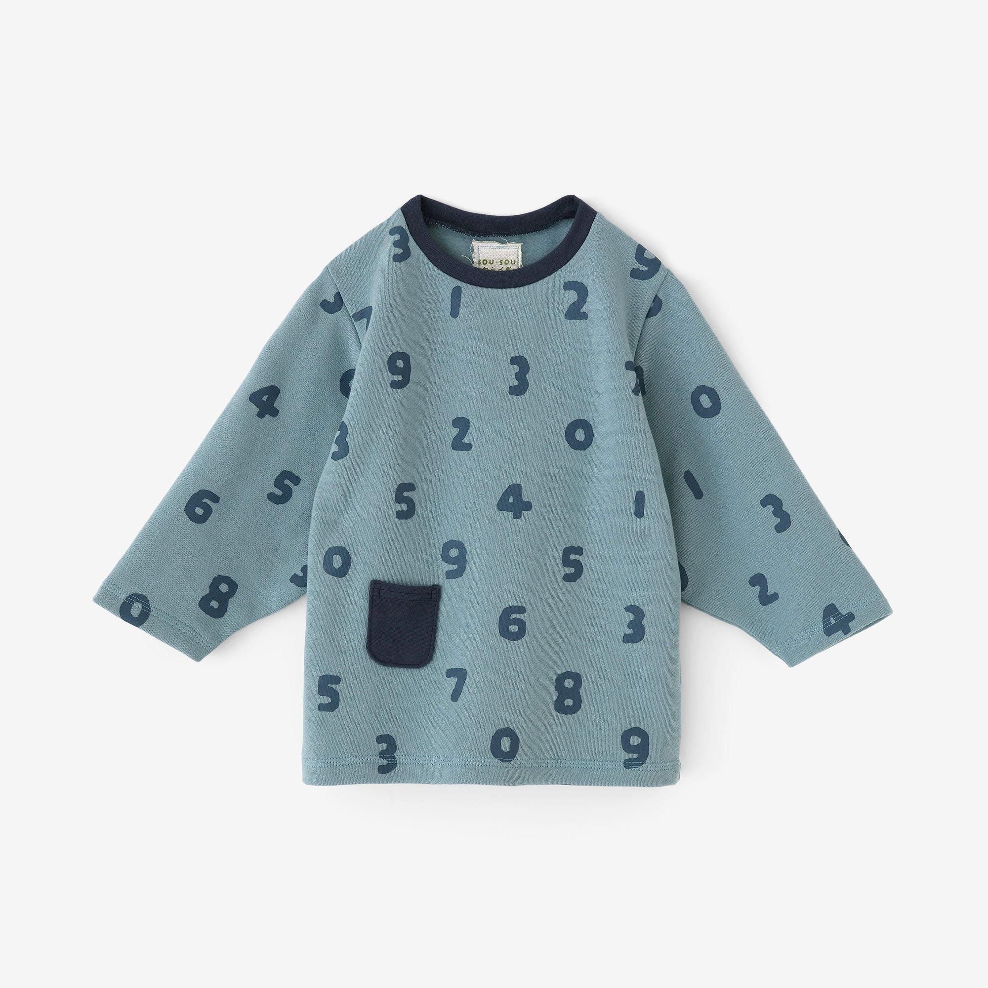 ●內起絨圓弧袖上衣/SO-SU-U 十數 藍綠色