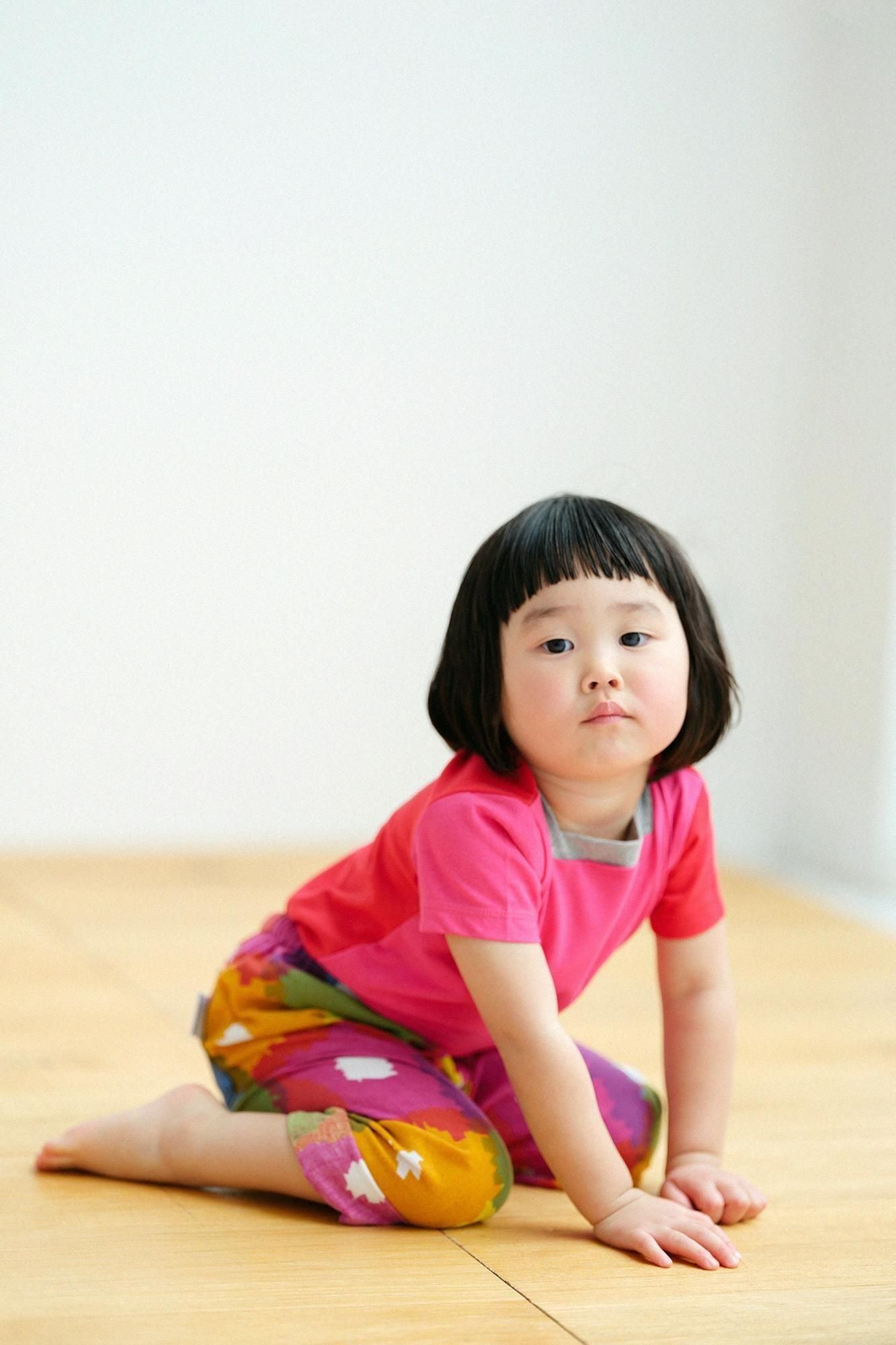 ● Square Neck T-shirt Bi-color / Azalea Color x Red