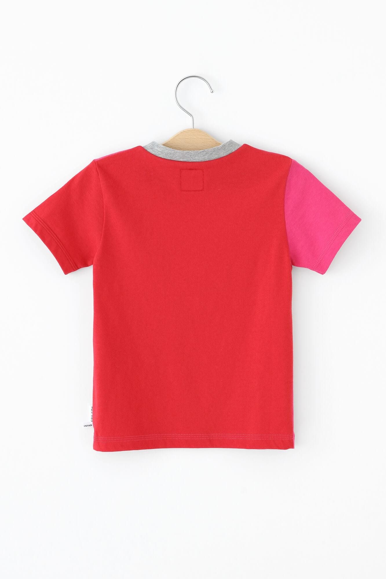 ● Square Neck T-shirt Bi-color / Azalea Color x Red