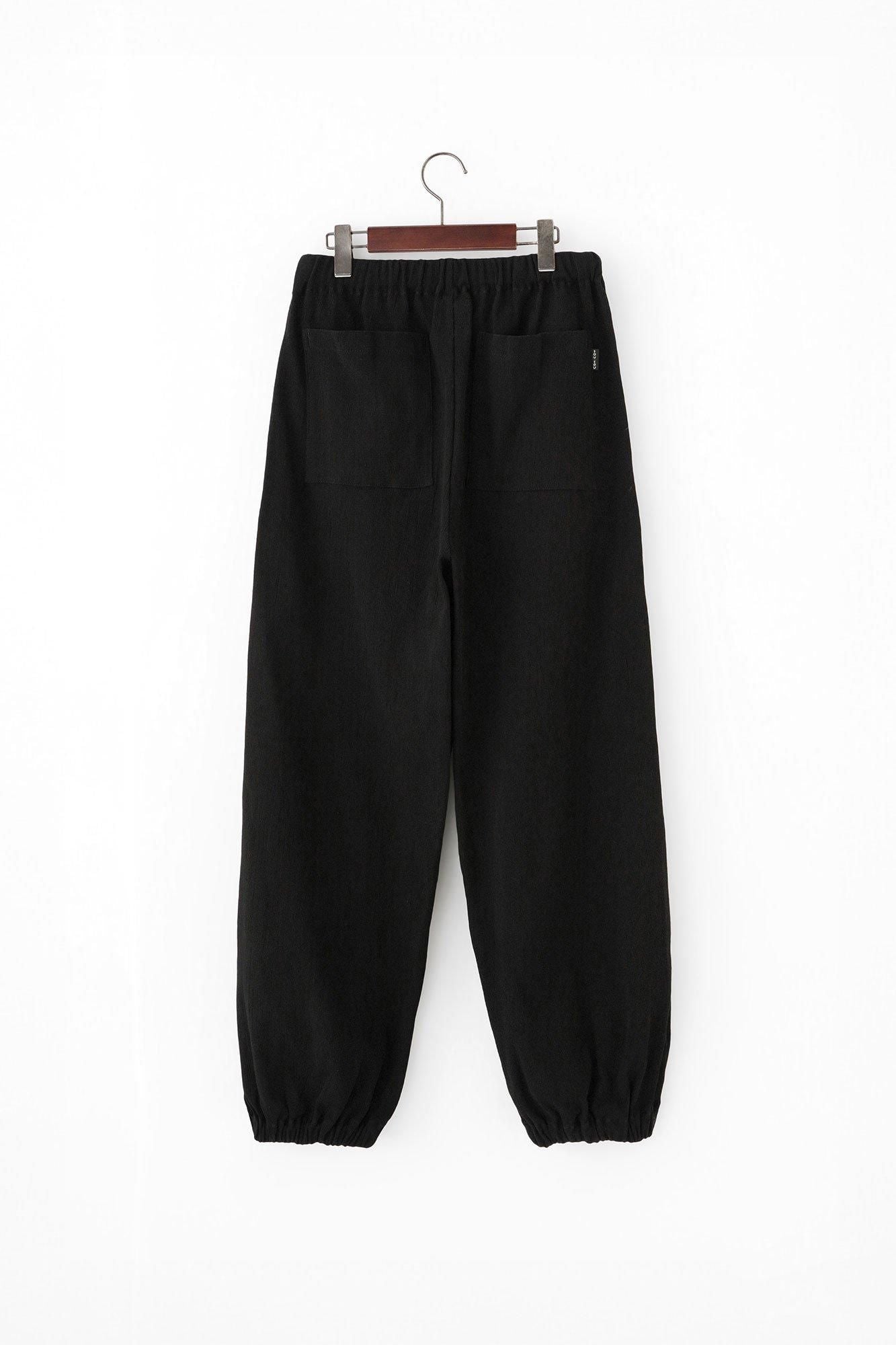 高島縮 20/10 ピケエンボス 作務衣(さむえ) 下/濡羽色(ぬればいろ)