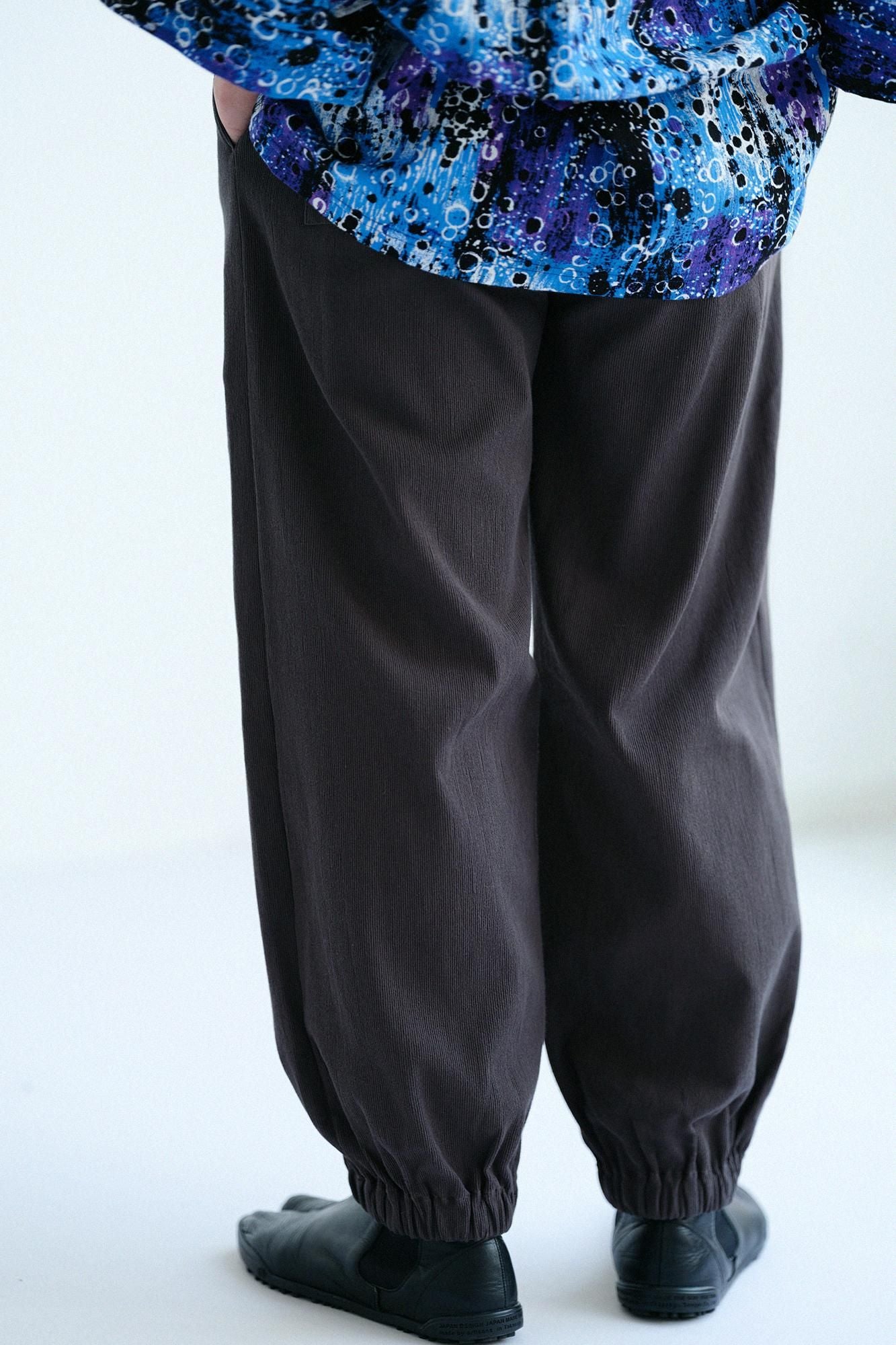 高島縮 20/10 ピケエンボス 作務衣(さむえ) 下/濃灰(こいはい)