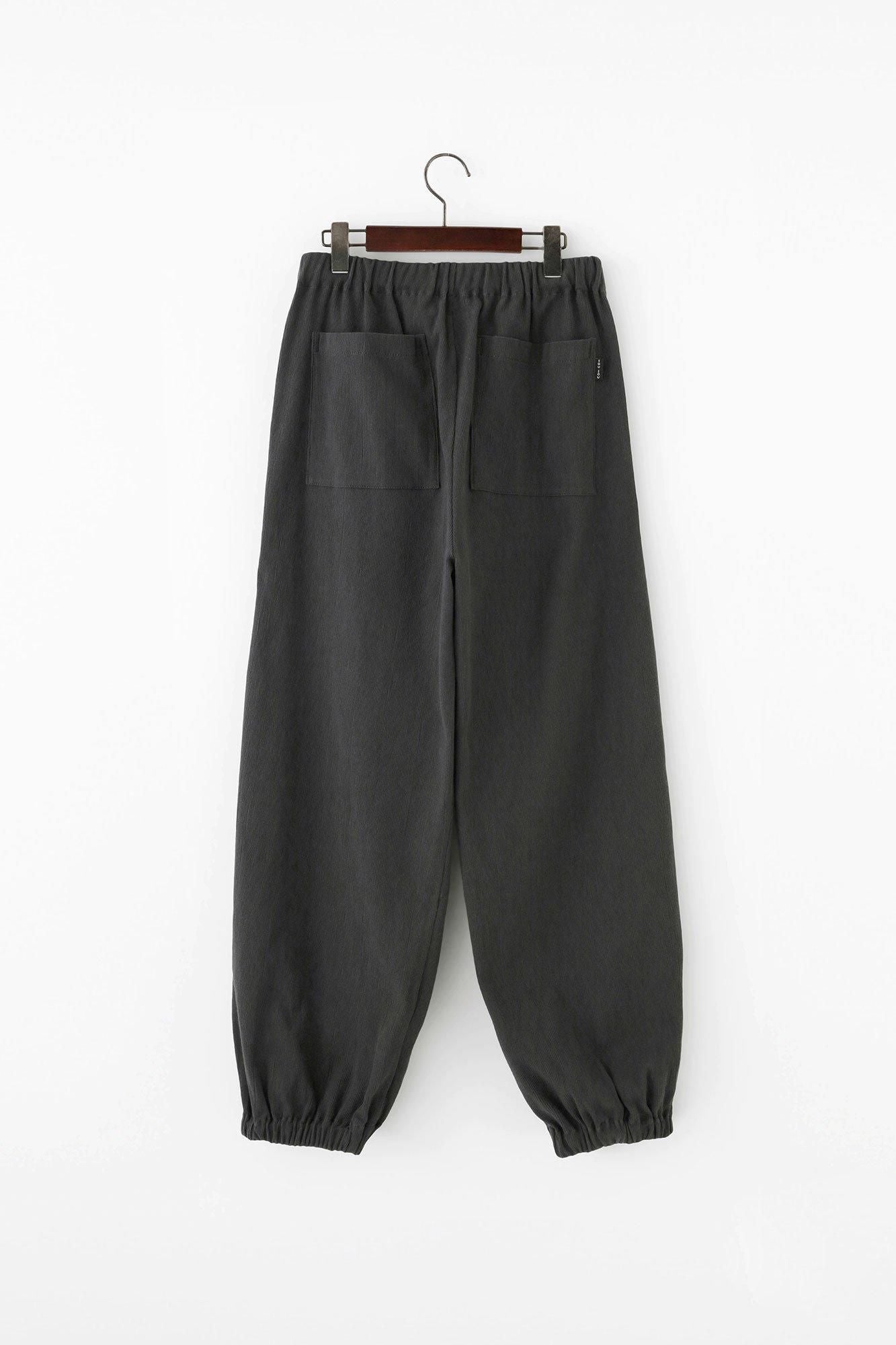 高島縮 20/10 ピケエンボス 作務衣(さむえ) 下/濃灰(こいはい)