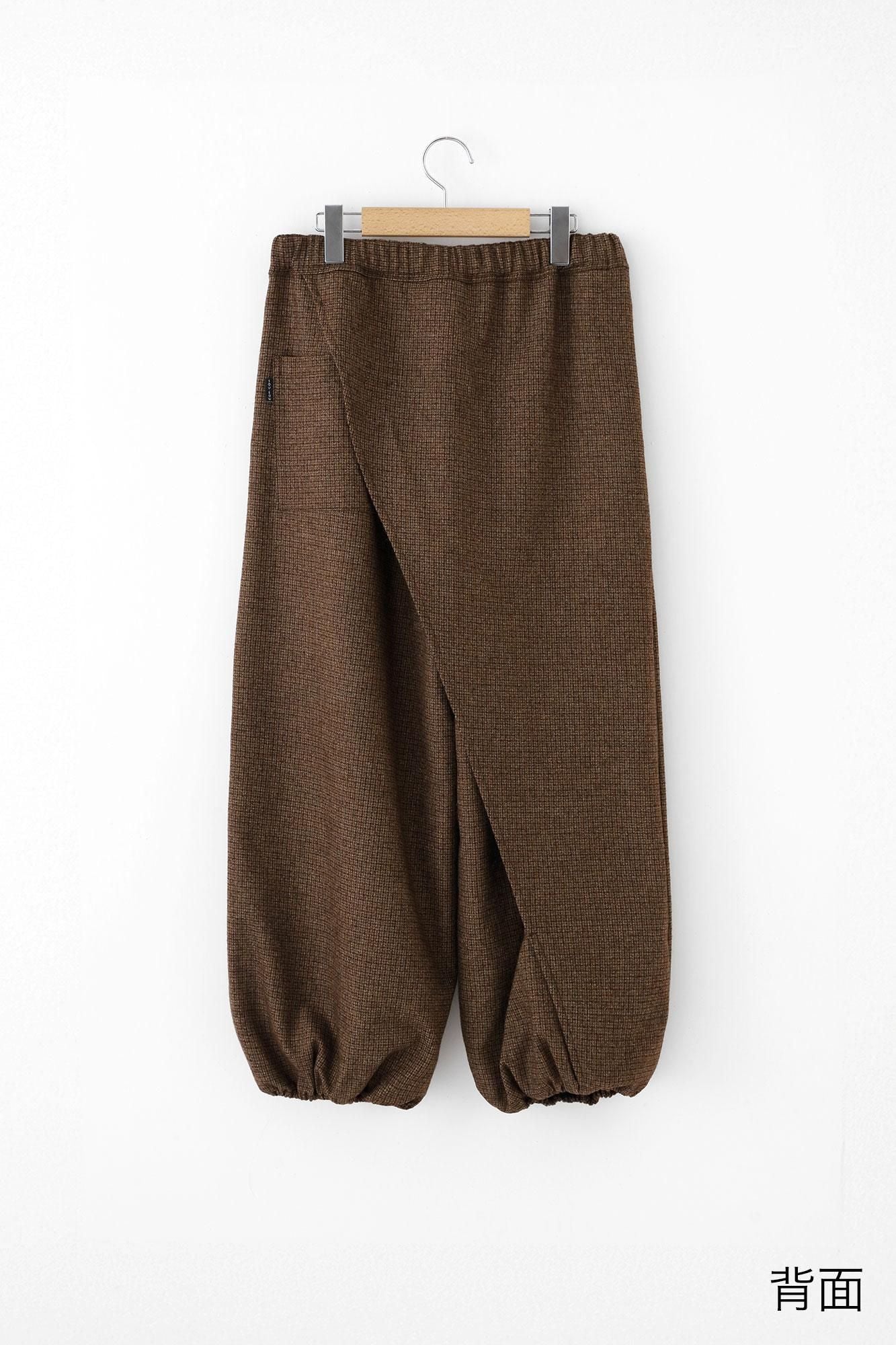 【Online】Cotton-wool Lattice Weave Wrap Harem Pants(TakaMikan SkirtstomachPants and Skirts)/Tea Brown