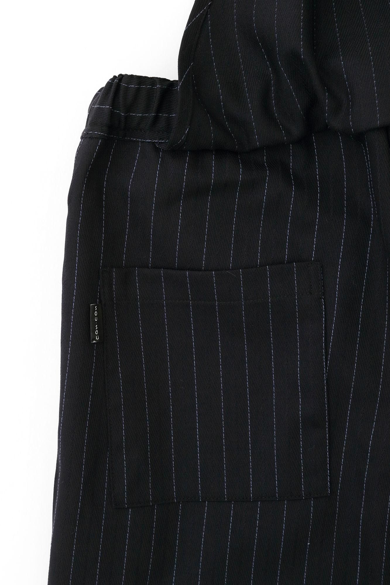 Combed Yarn Herringbone Weave Wrap Harem Pants / Dark Blue Stripes