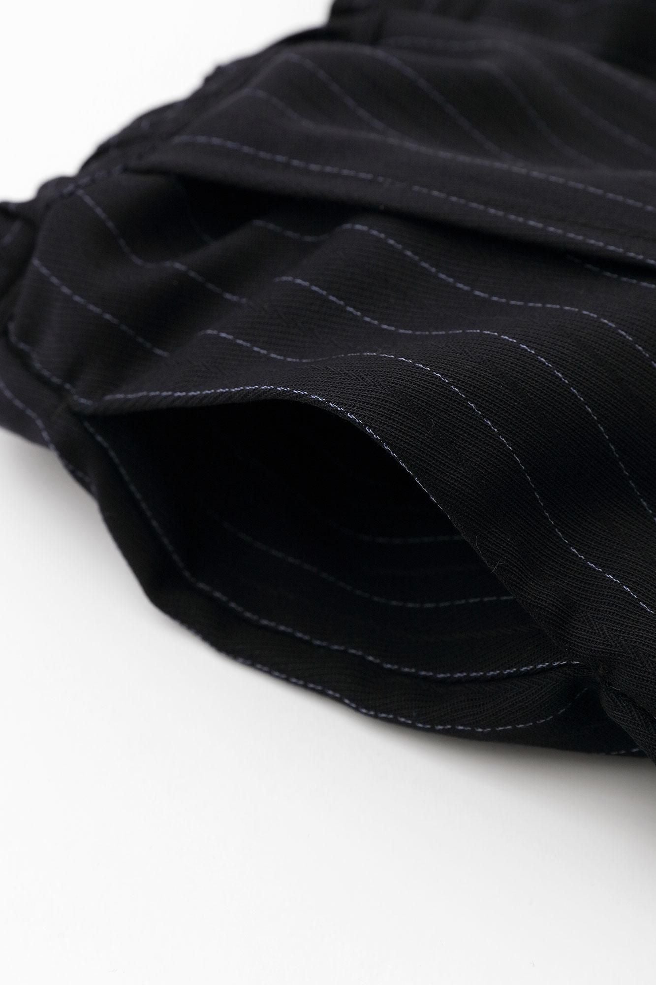 Combed Yarn Herringbone Weave Wrap Harem Pants / Dark Blue Stripes