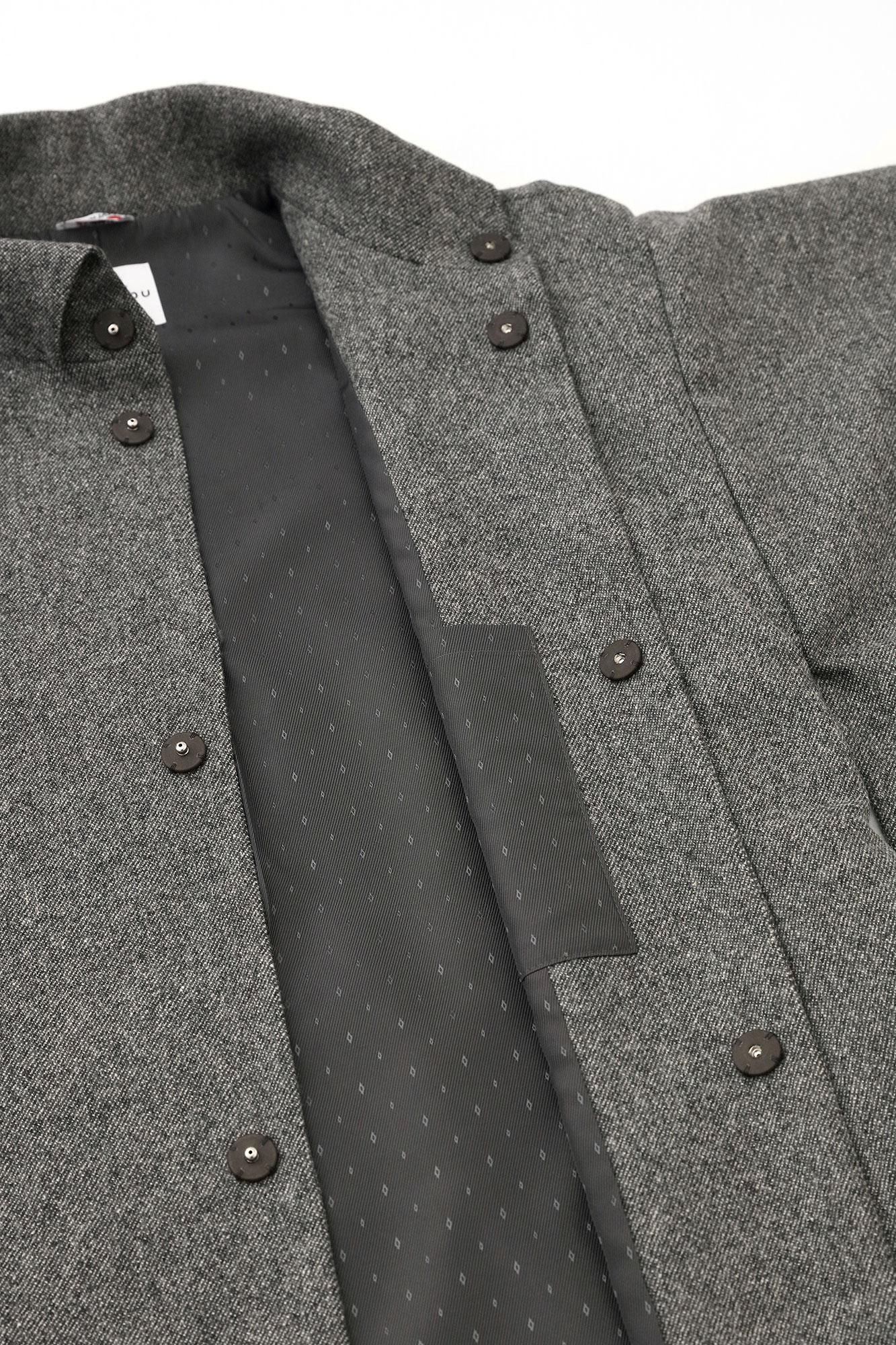 Combed Yarn Twill Weave Kimono Sleeve Coat with Lining / Heather Dark Grey